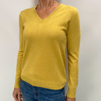 Sunflower Yellow Cashmere V Neck Jumper Small