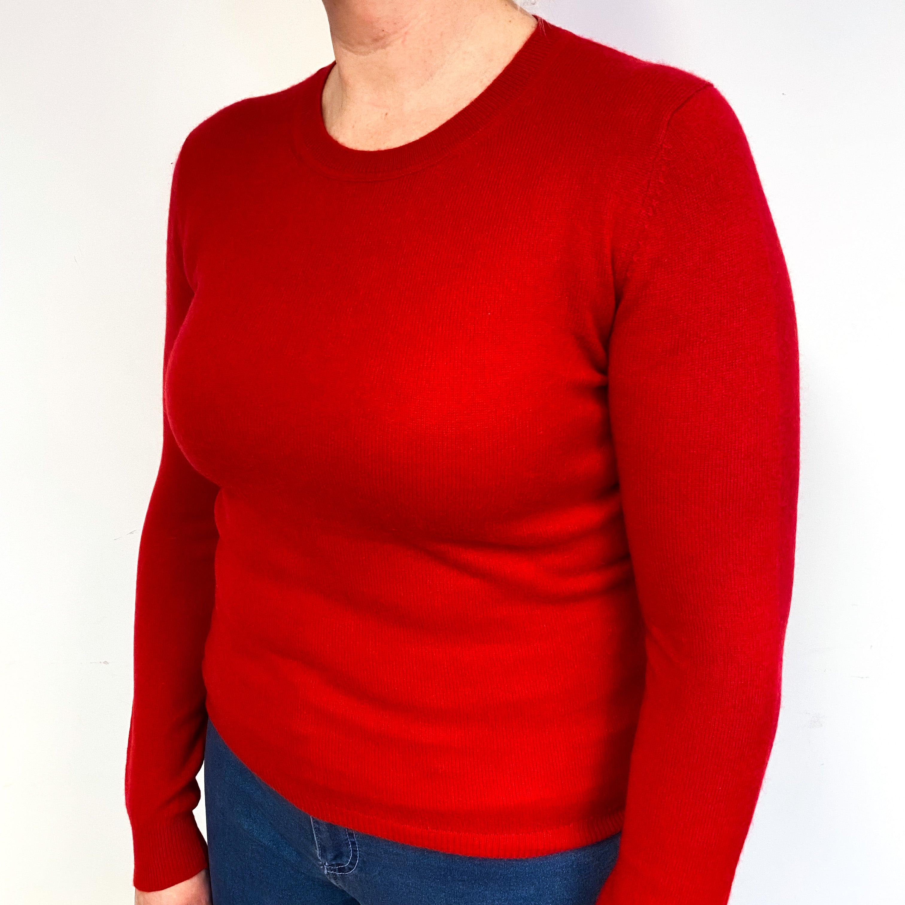 Scarlet Red Cashmere Crew Neck Jumper Large