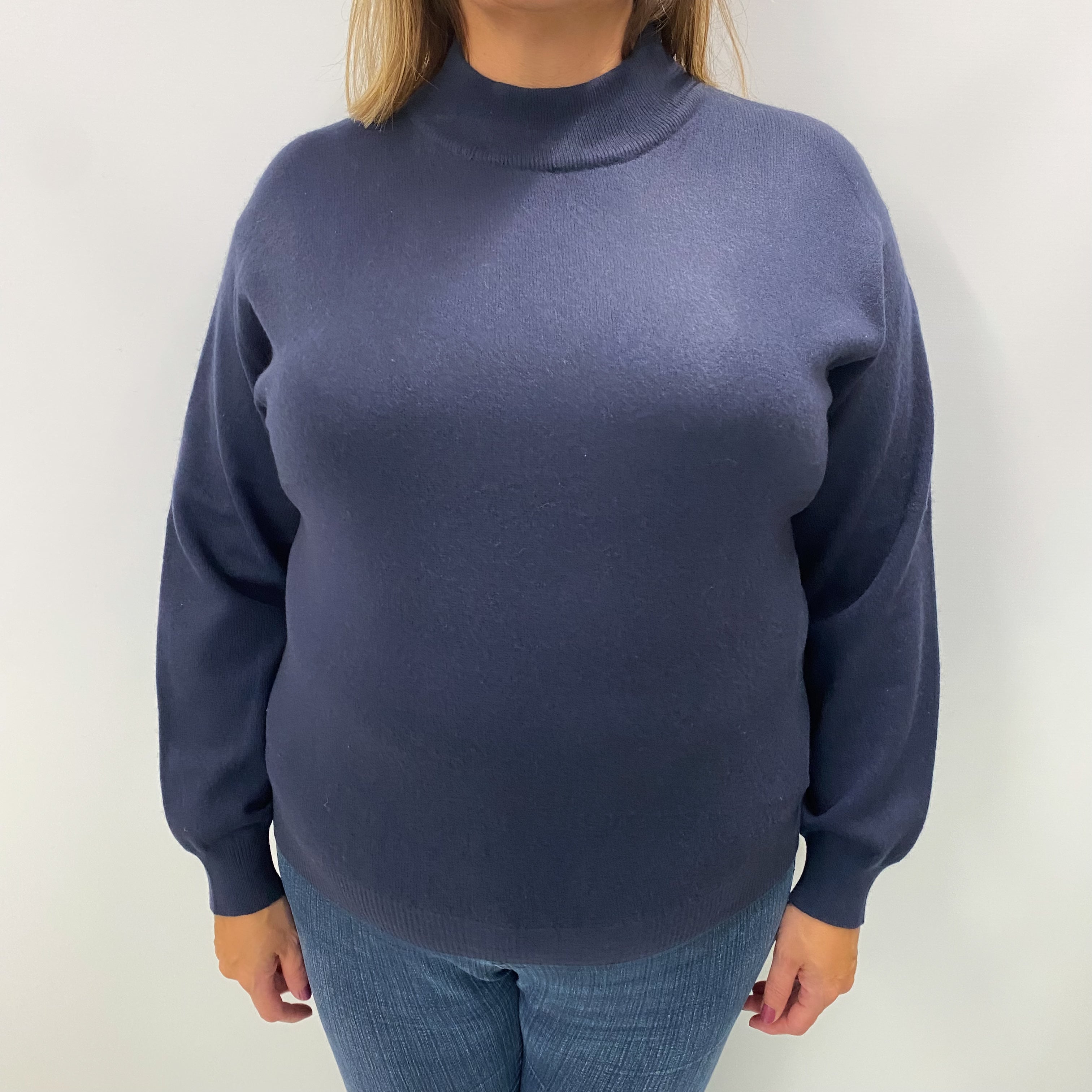 Dark Midnight Navy Cashmere Turtle Neck Jumper Extra Large