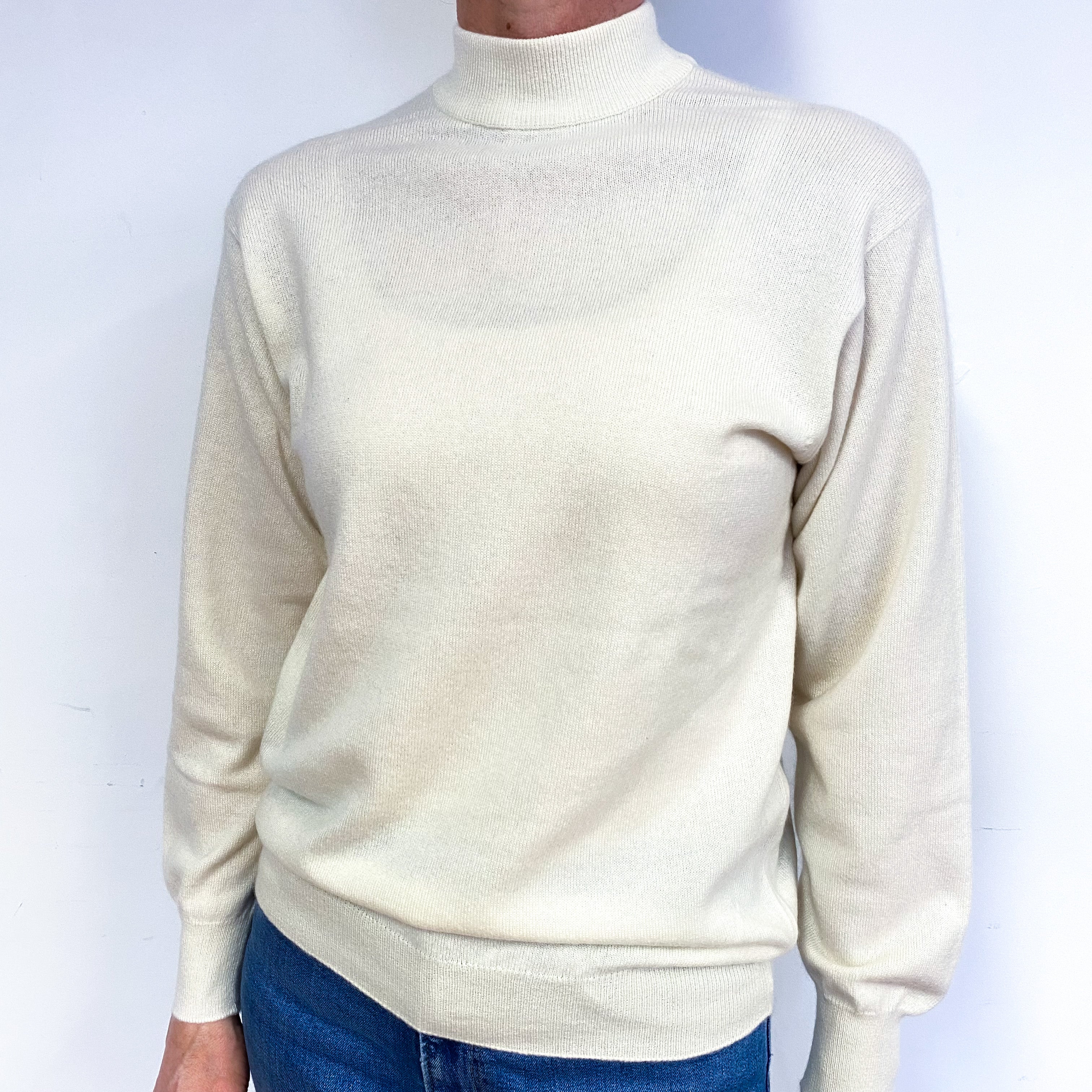 New Scottish Cream Cashmere Turtle Neck Jumper Medium