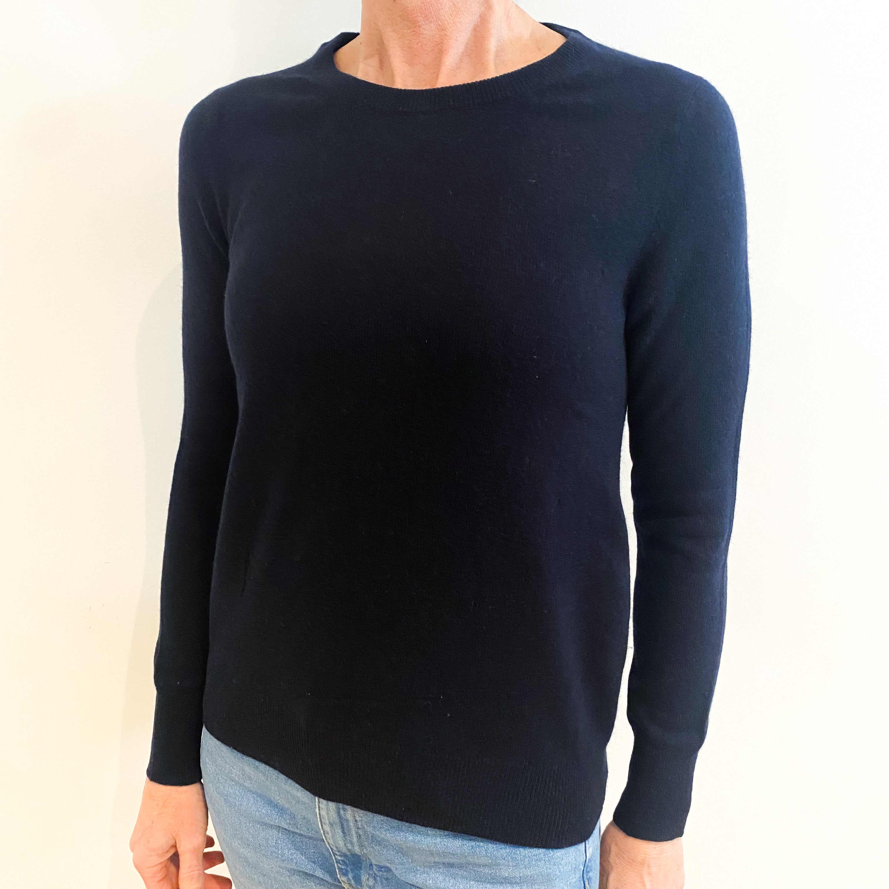 Navy Blue Cashmere Crew Neck Jumper Small