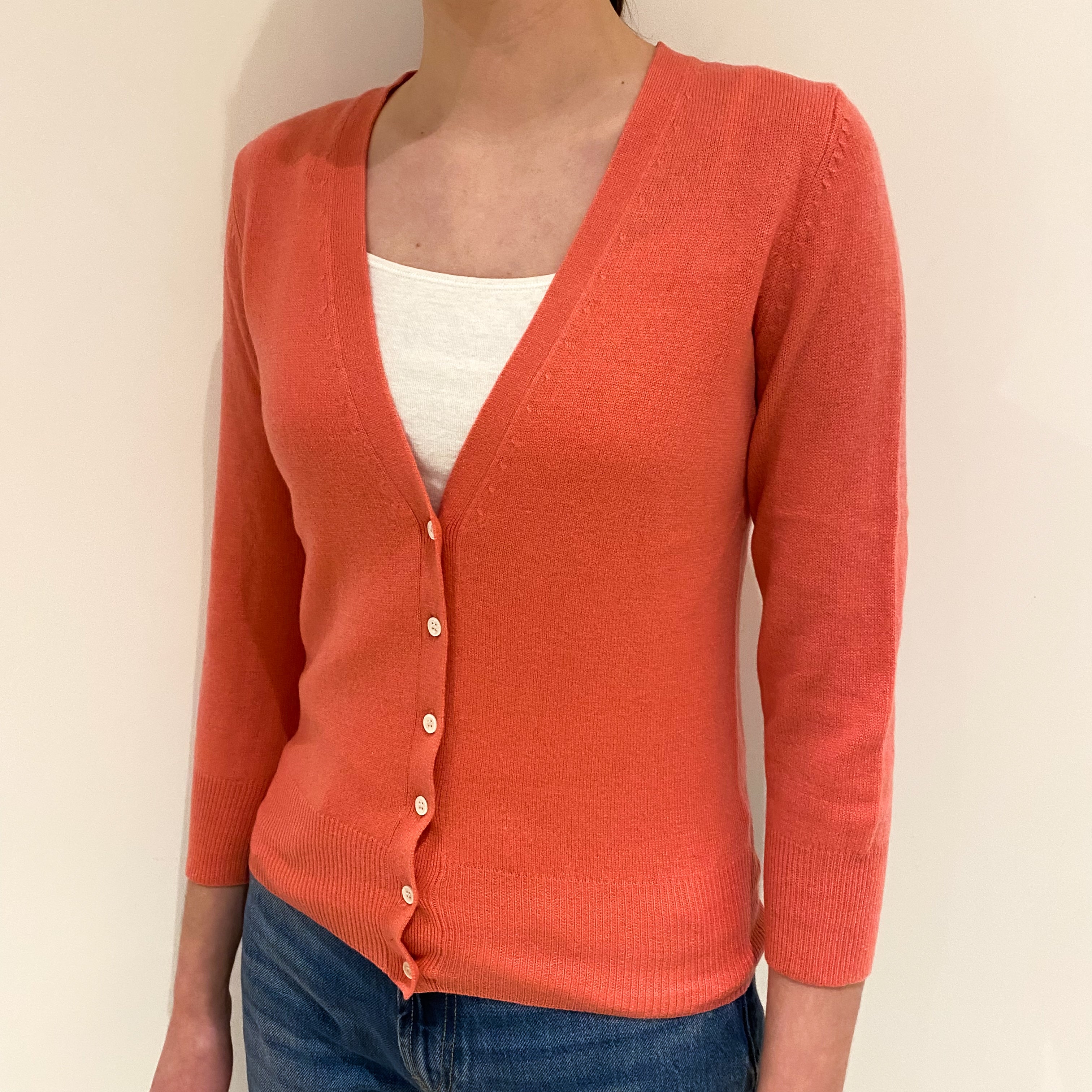 Flamingo Pink Cashmere V Neck Cardigan Extra Small