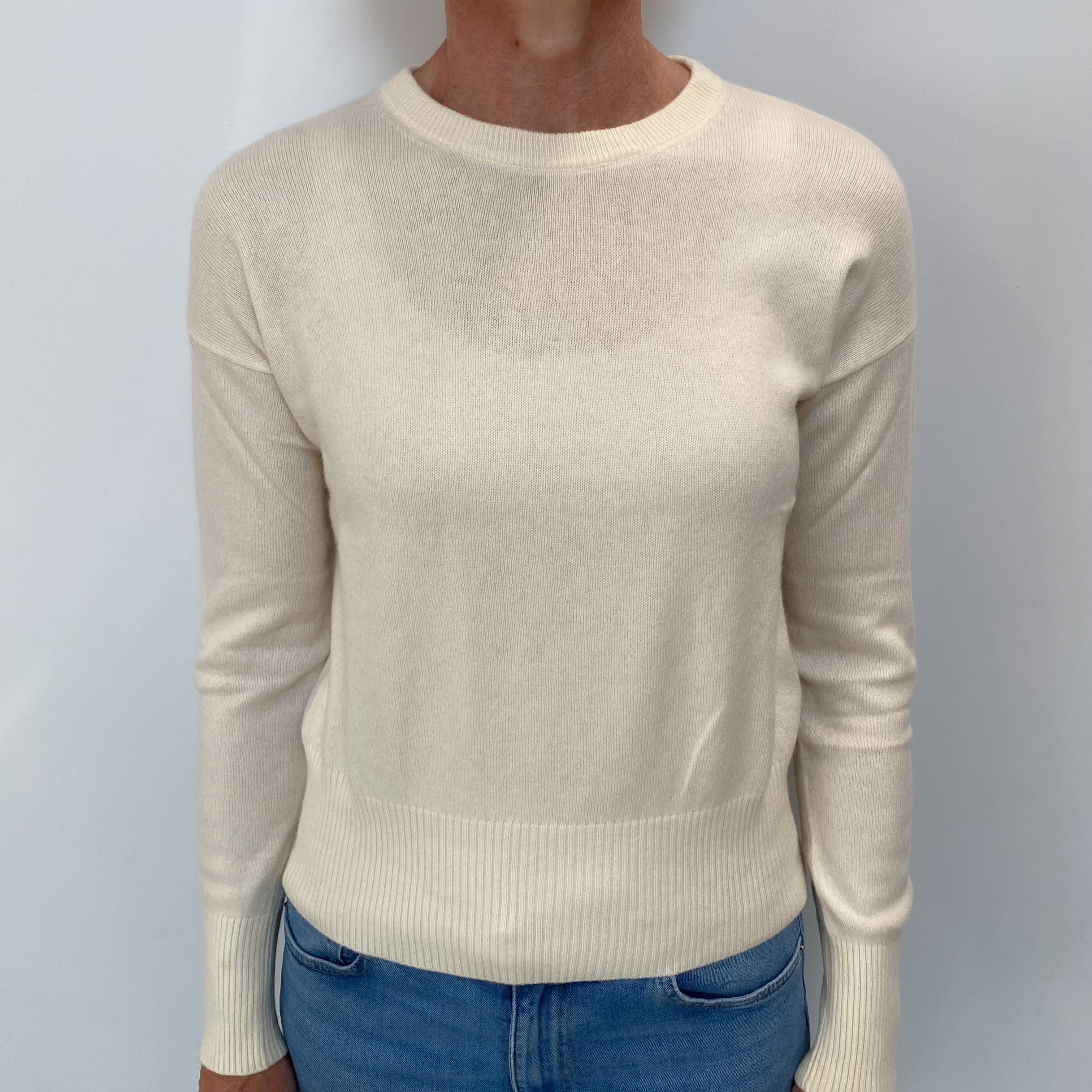 Vanilla Cream Cashmere Crew Neck Jumper Small