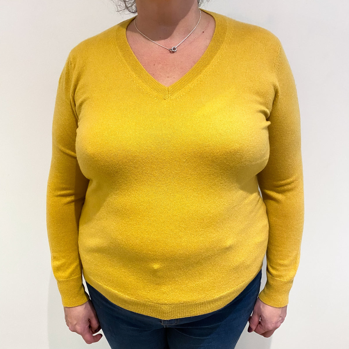 Sunflower Yellow Cashmere V Neck Jumper Extra Large