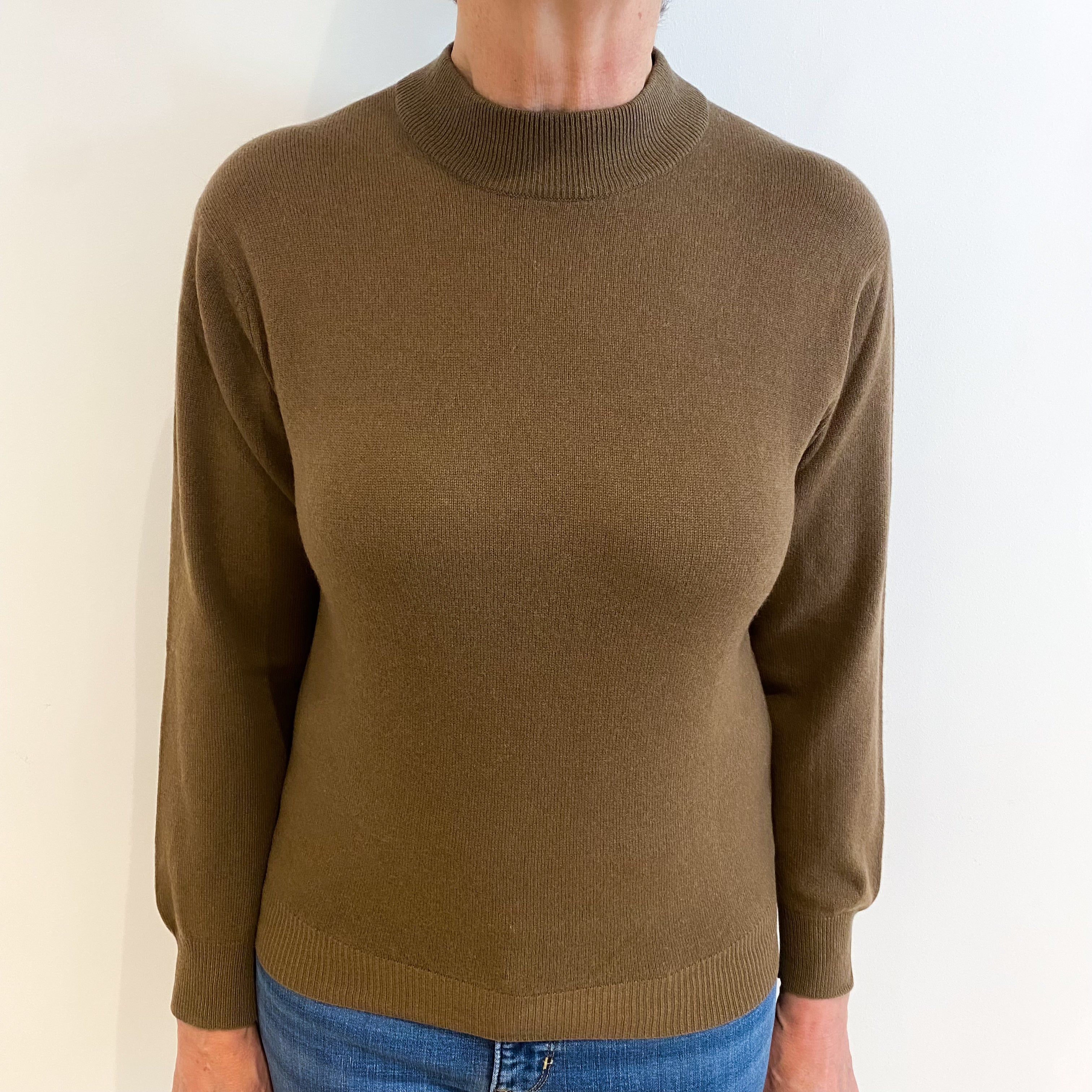 Walnut Brown Cashmere Turtle Neck Jumper Medium