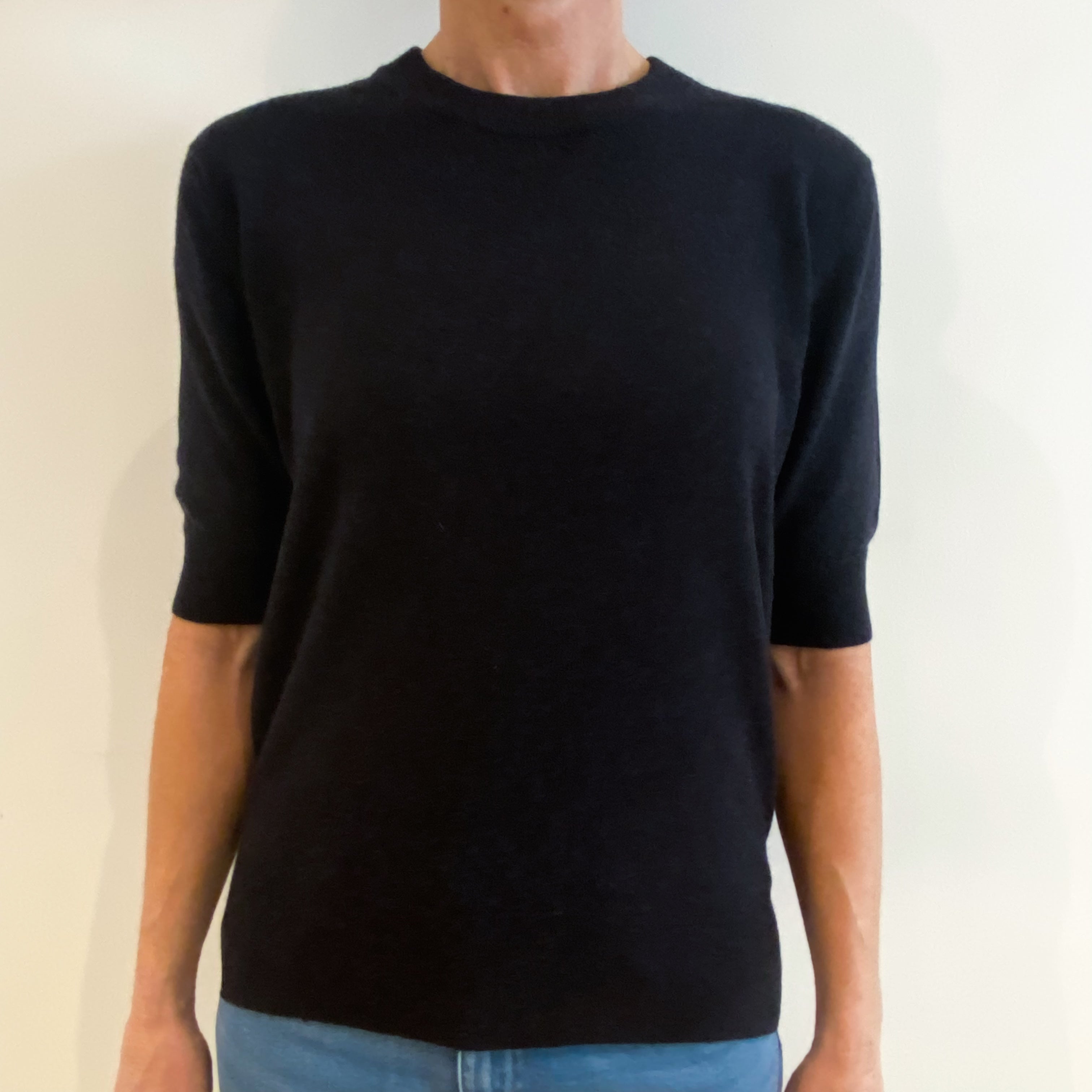 Hermés Margiela Midnight Blue Cashmere Short Sleeve Crew Neck Jumper Small