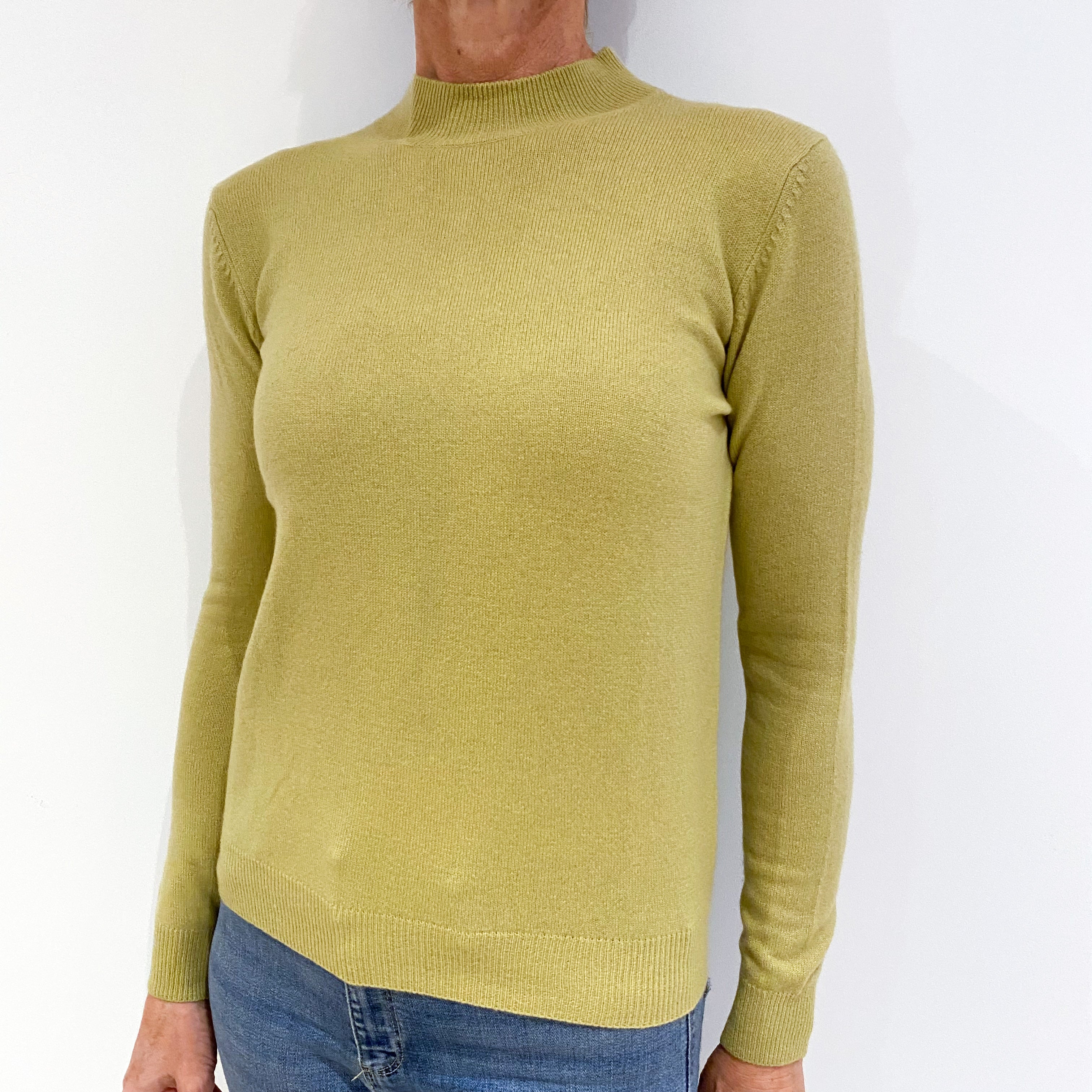 Deep Pistachio Green Cashmere Turtle Neck Jumper Small