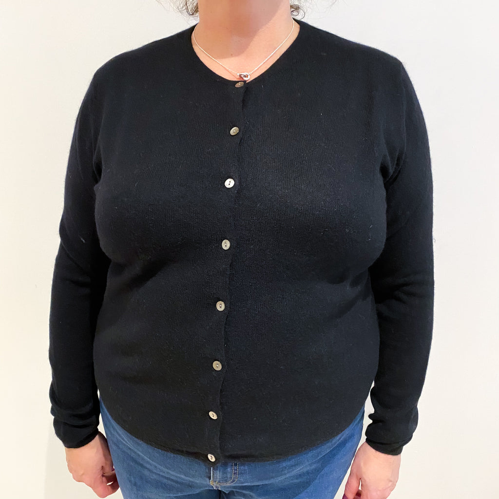 Black Cashmere Crew Neck Cardigan Extra Large