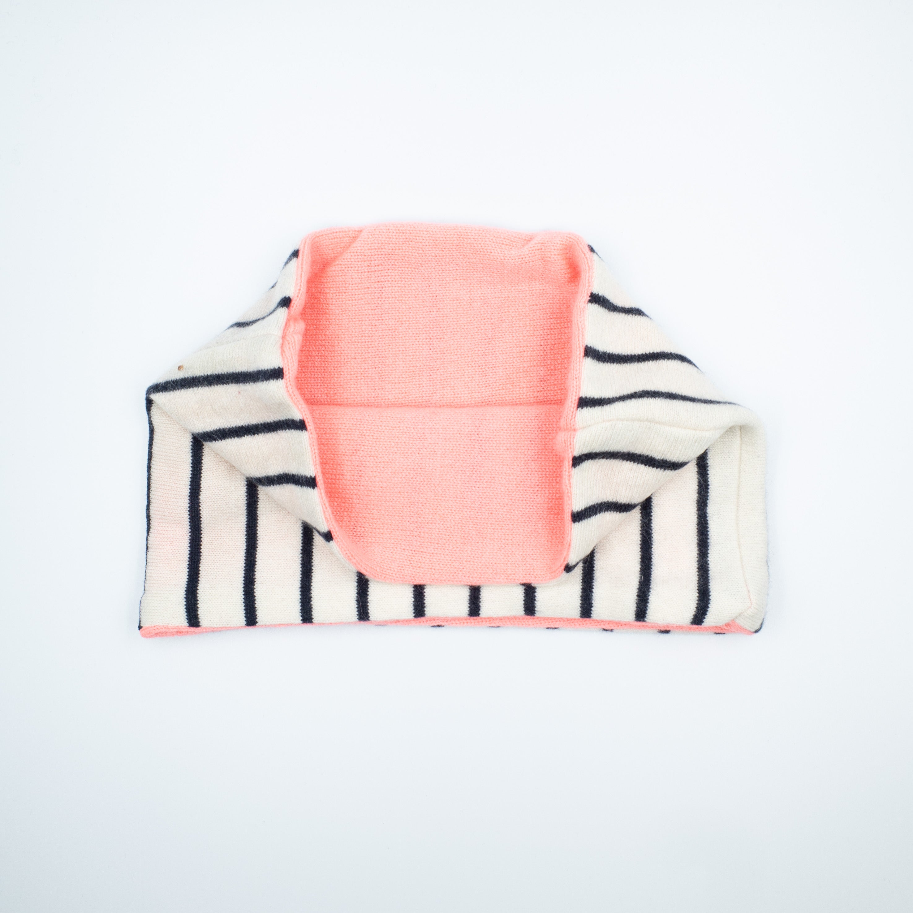 Coral Ivory and Black Stripe Neck Warmer