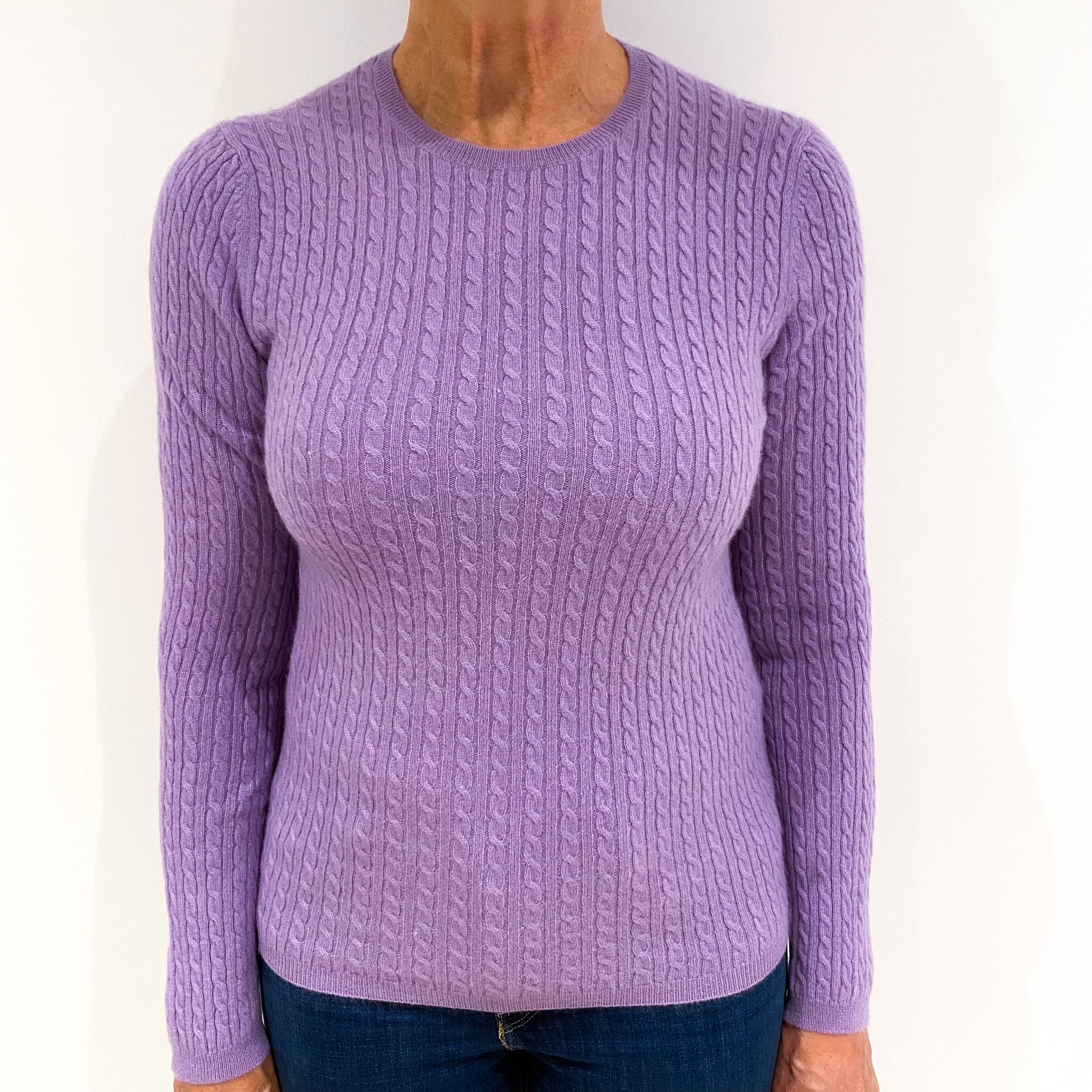 Lavender Purple Cashmere Crew Neck Jumper Medium