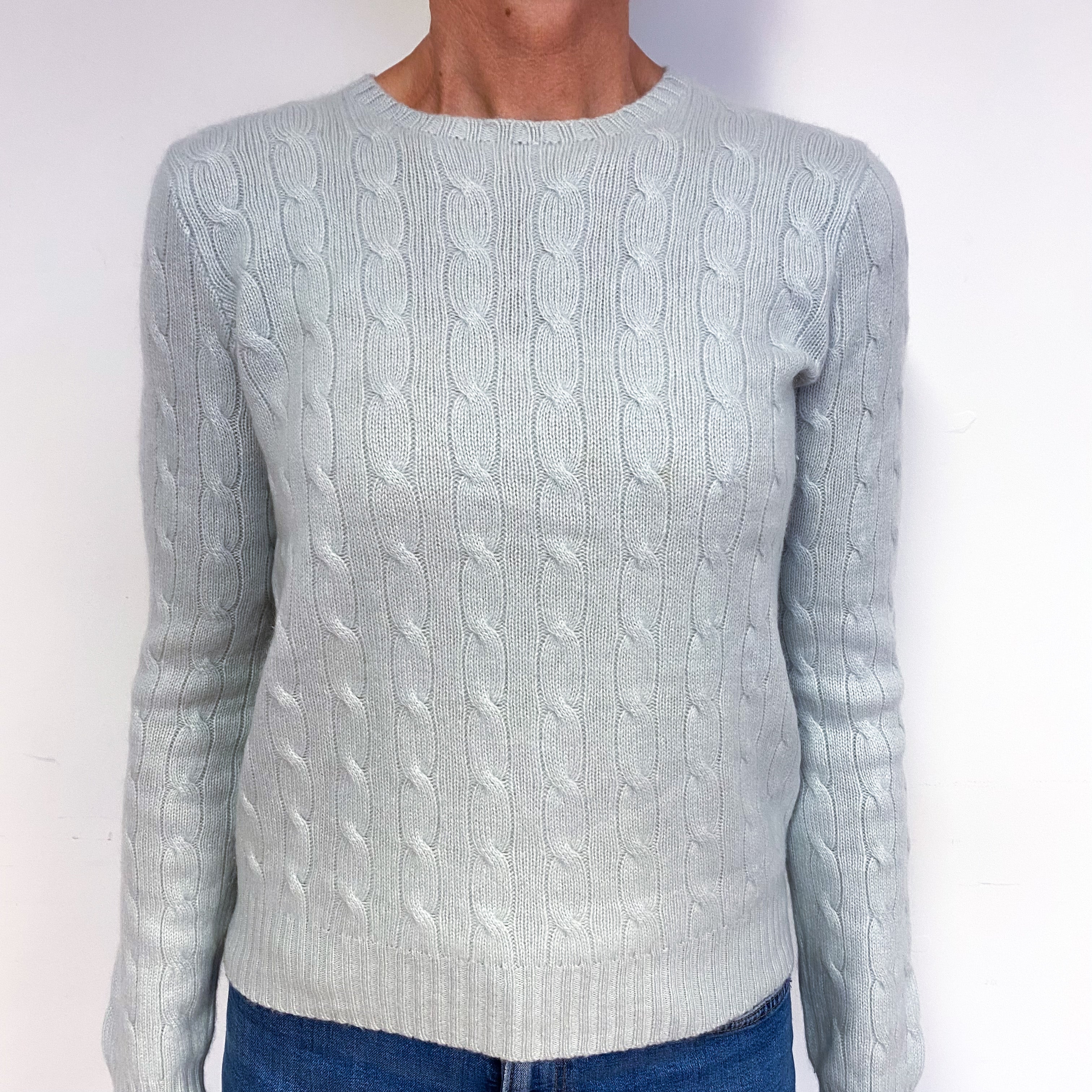 Ralph Lauren Ice Green Cable Cashmere Crew Neck Jumper Medium