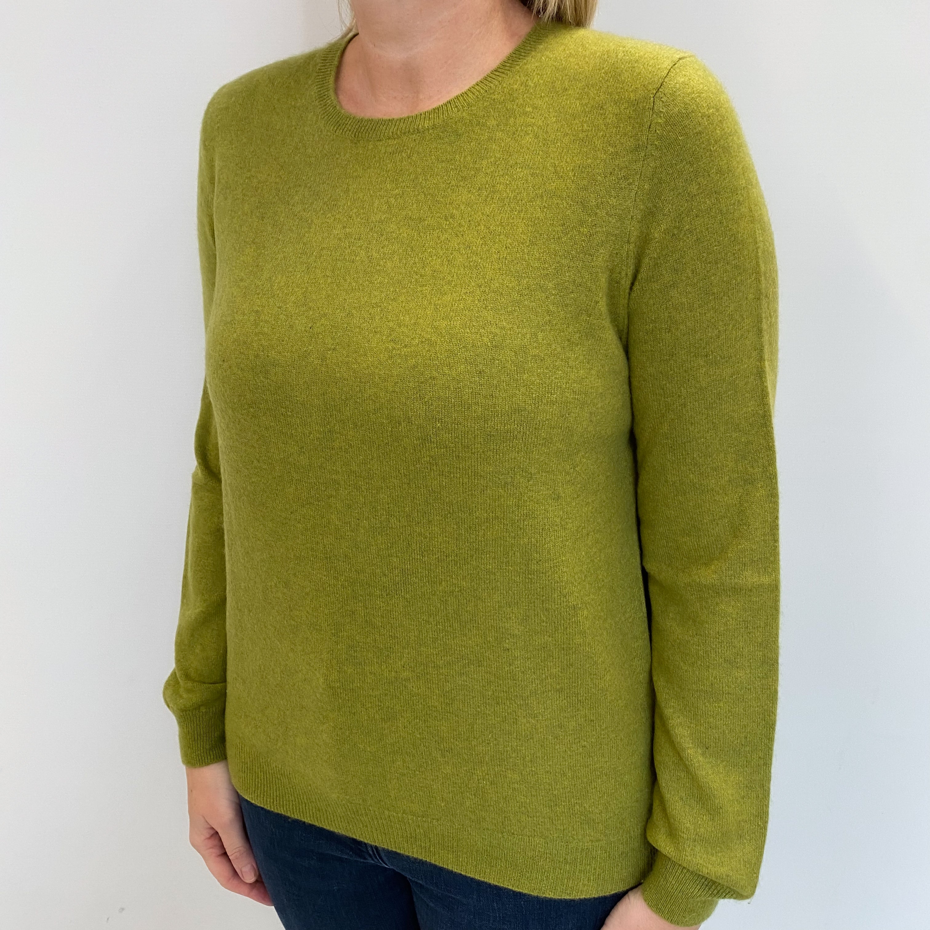Moss Green Cashmere Crew Neck Jumper Large