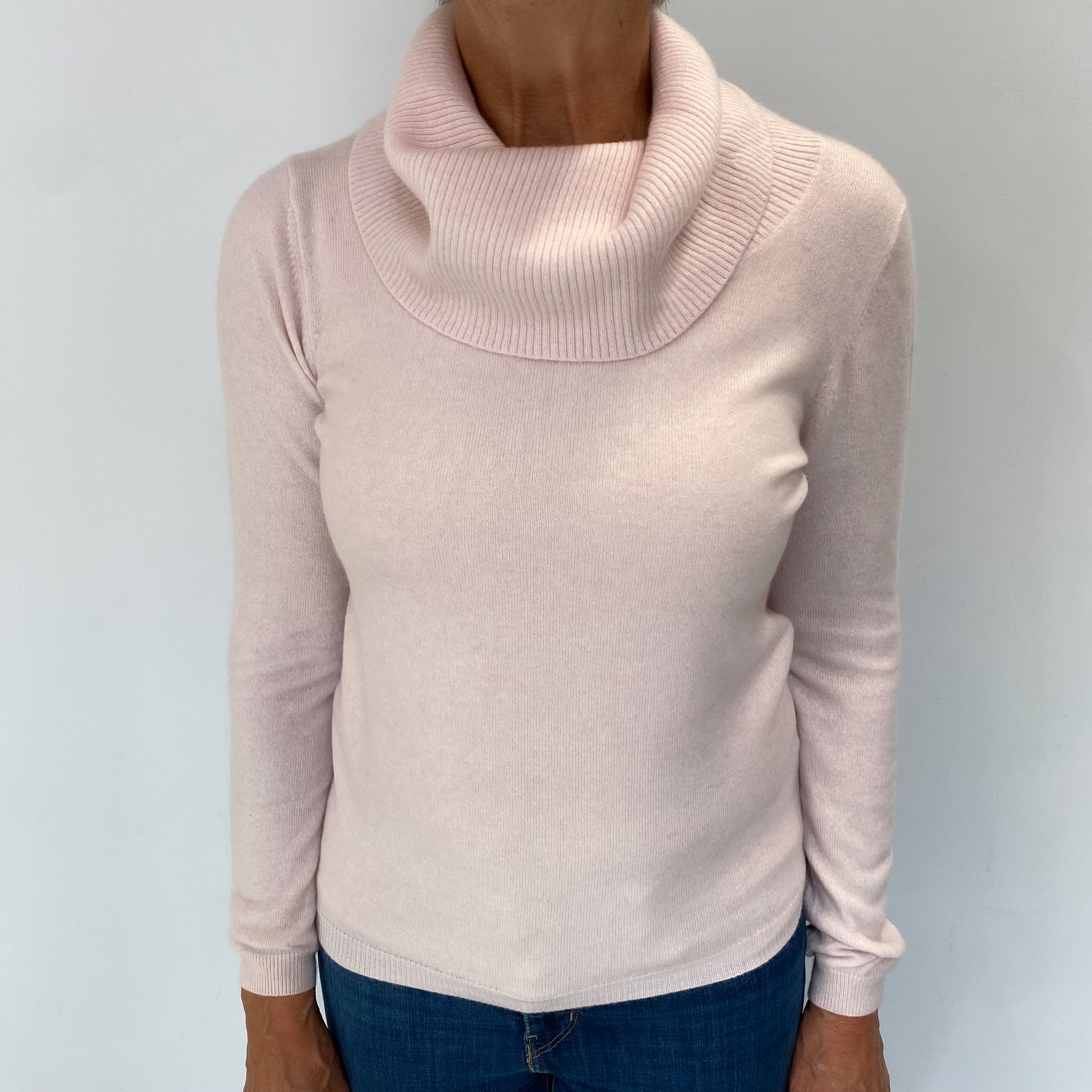 Ice Pink Cashmere Cowl Neck Jumper Medium
