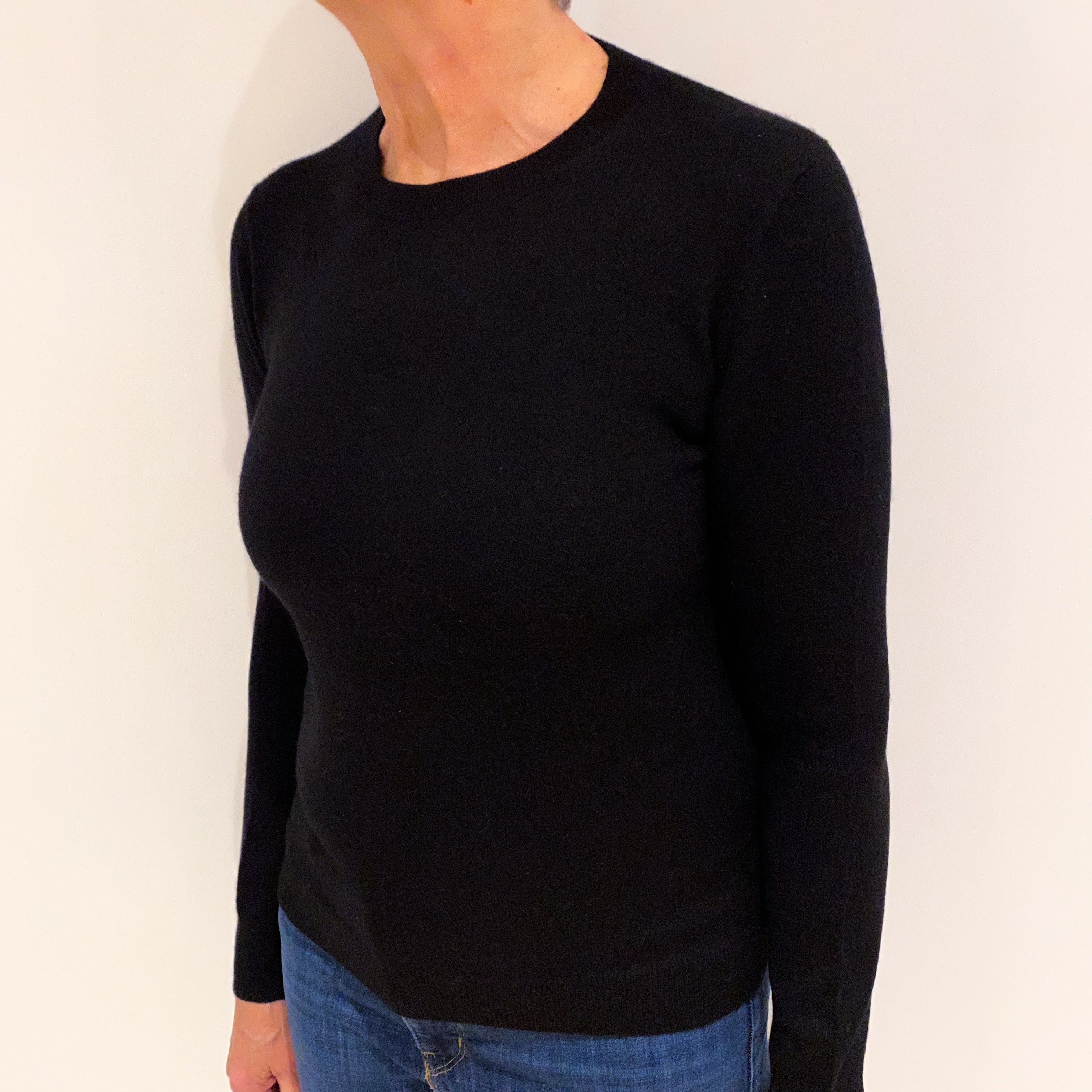 Black Cashmere Crew Neck Jumper Medium