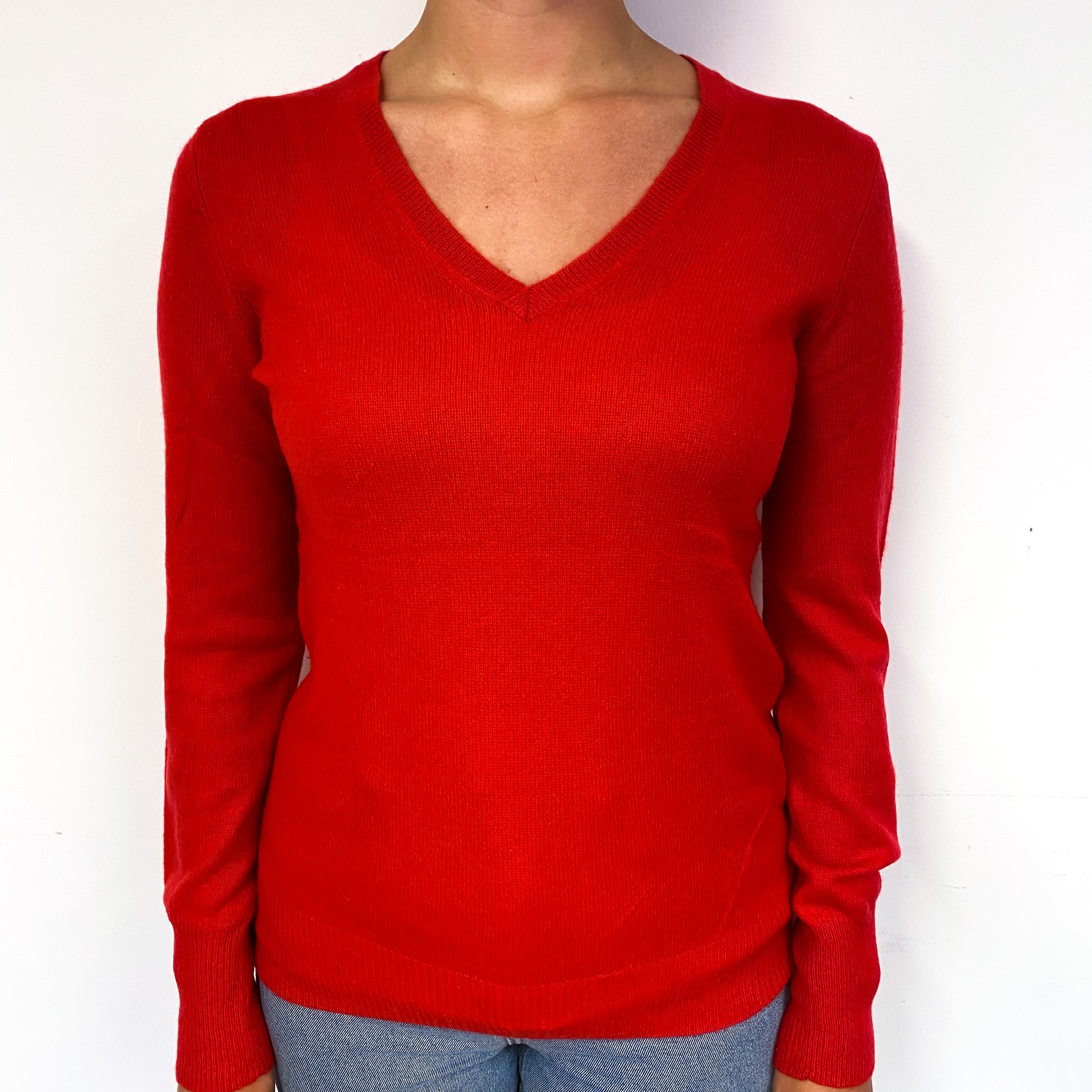 Scarlett Red Cashmere V-Neck Jumper Small
