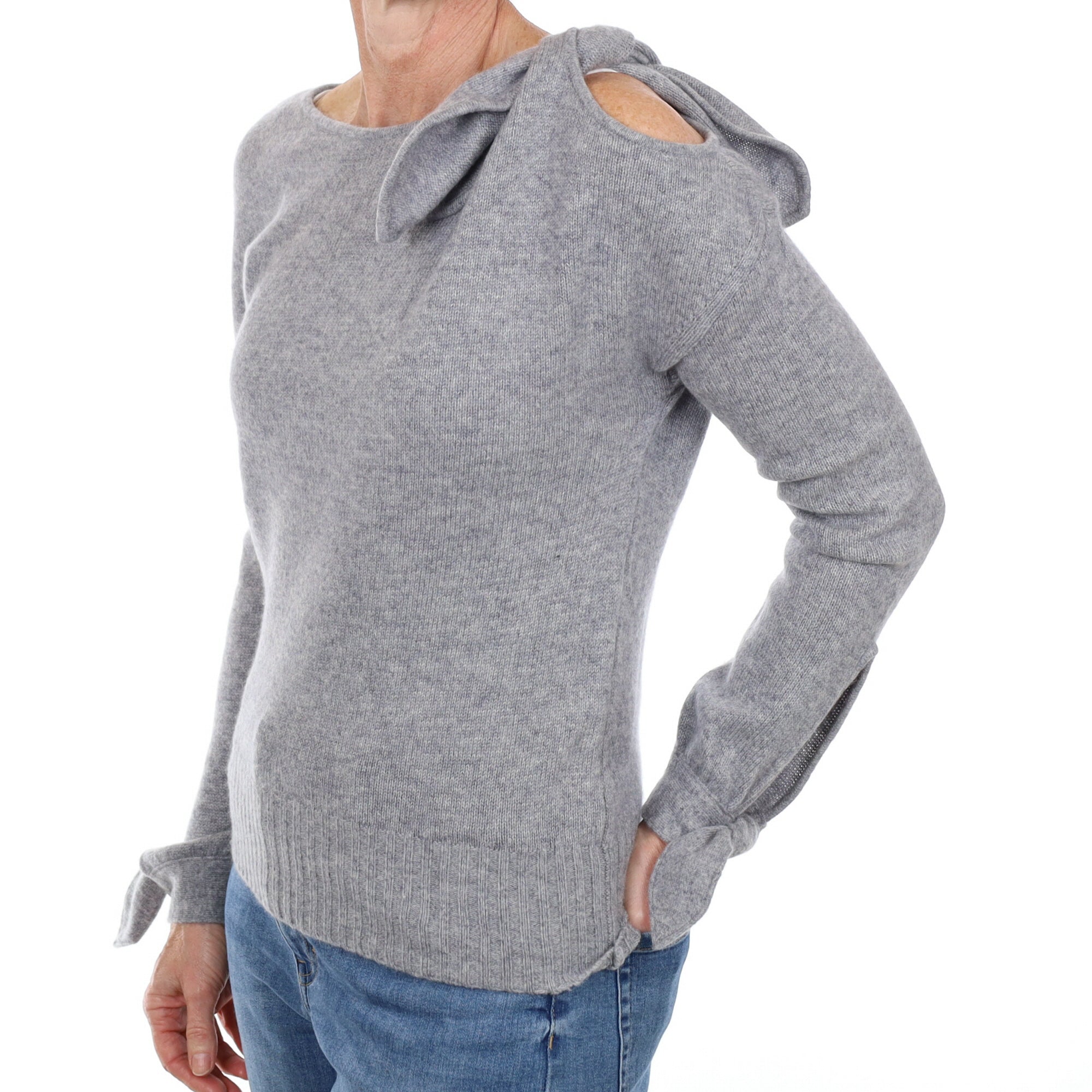 Ash Grey Cashmere Crew Neck Jumper Small