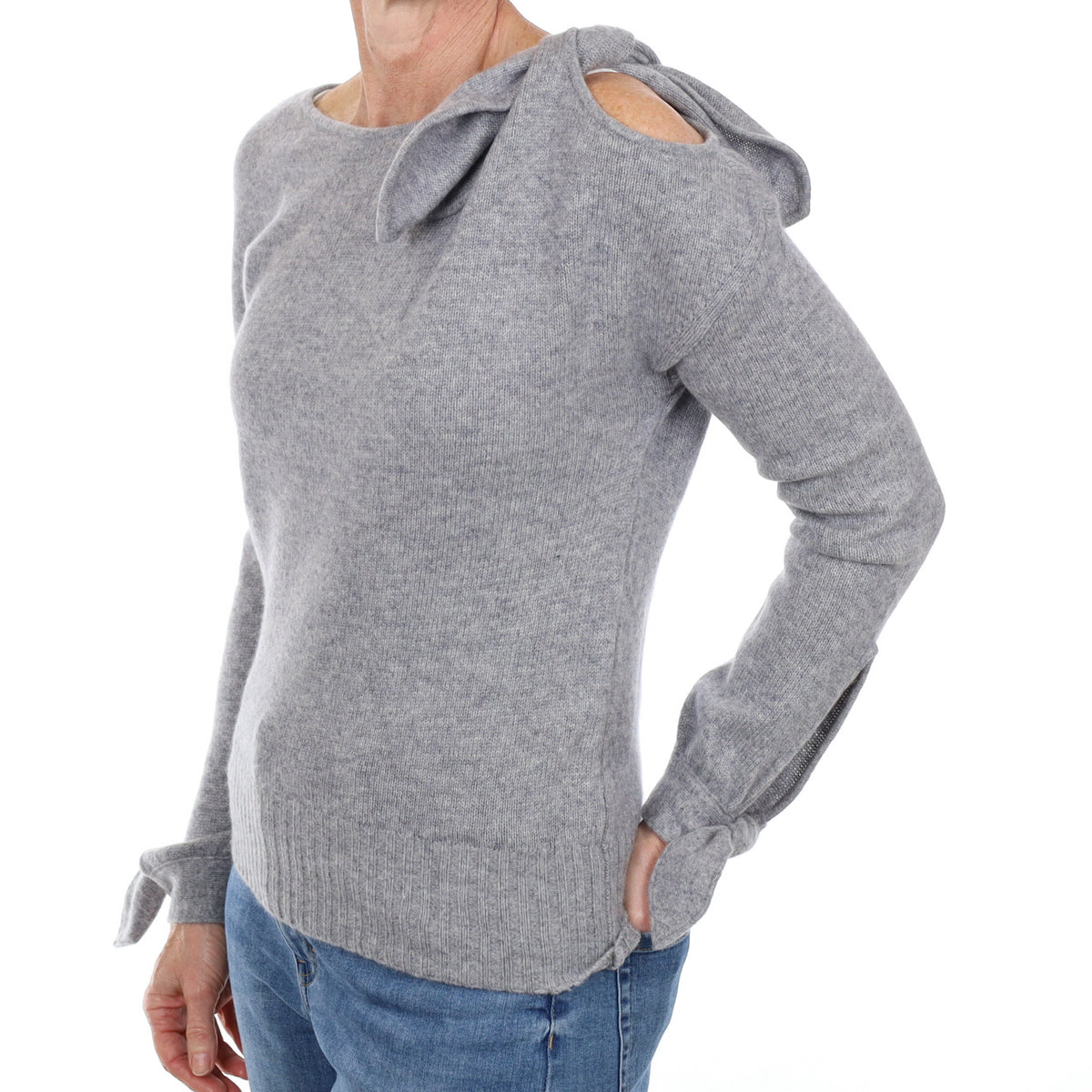 Derek Lam 10 Crosby Ash Grey Cashmere Boat Neck Jumper Small