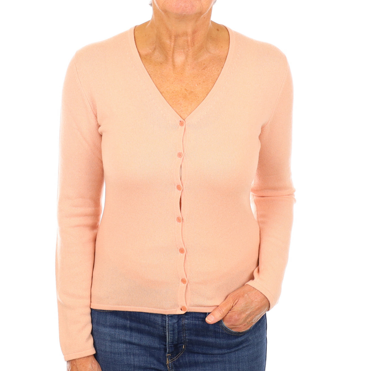 Shell Pink Cashmere V Neck Cardigan Medium