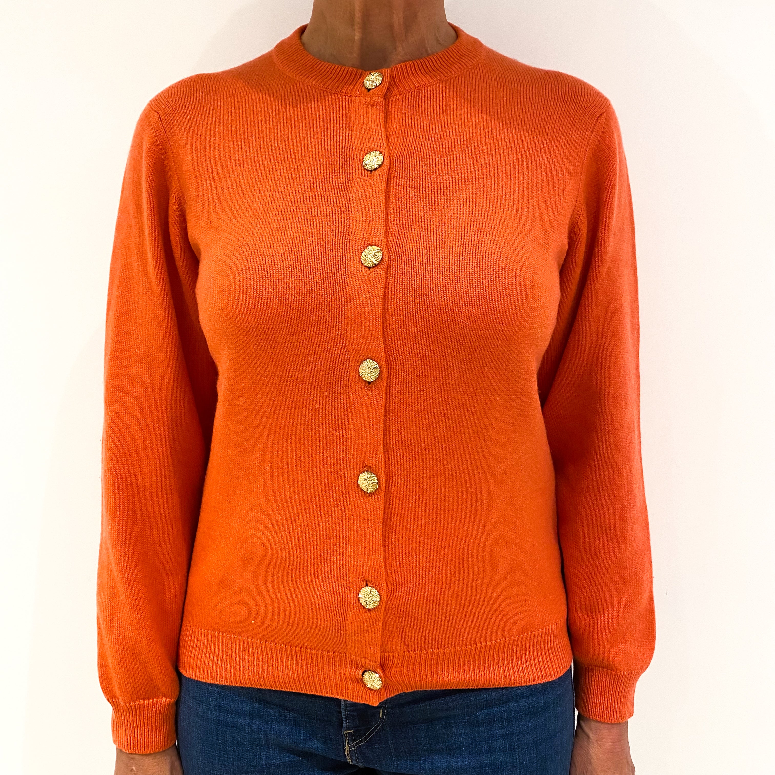 Scottish Vintage Crab Orange Cashmere Cardigan Medium
