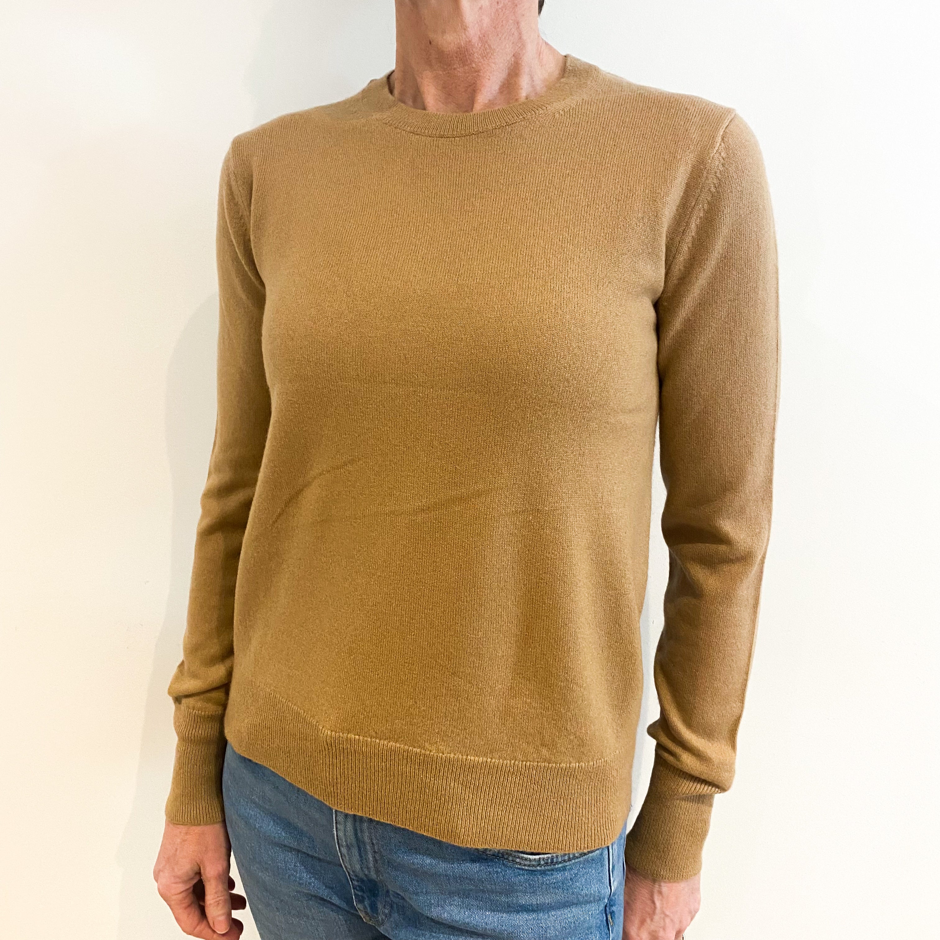 Caramel Brown Cashmere Crew Neck Jumper Small