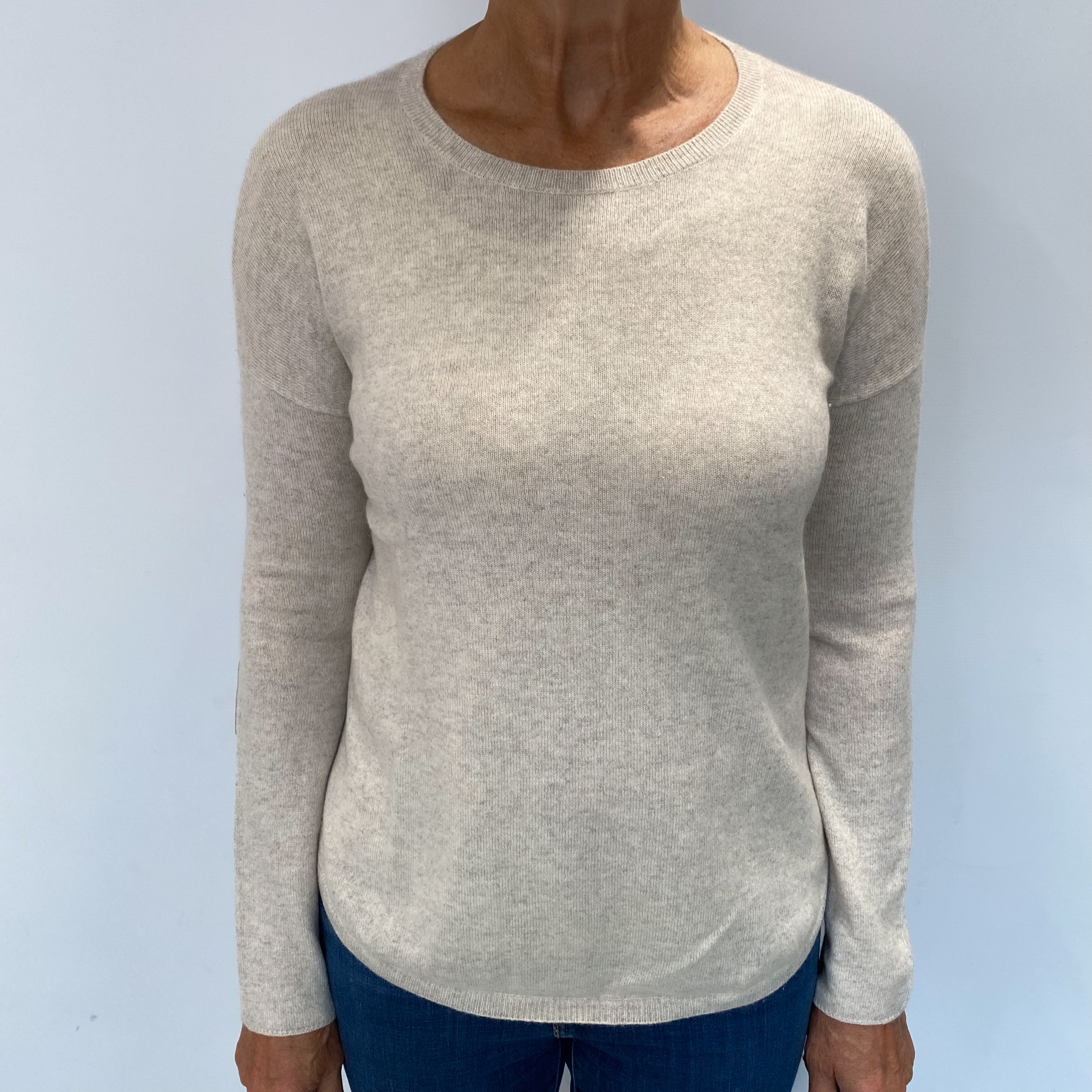 Oatmeal Beige Cashmere Crew Neck Jumper Medium