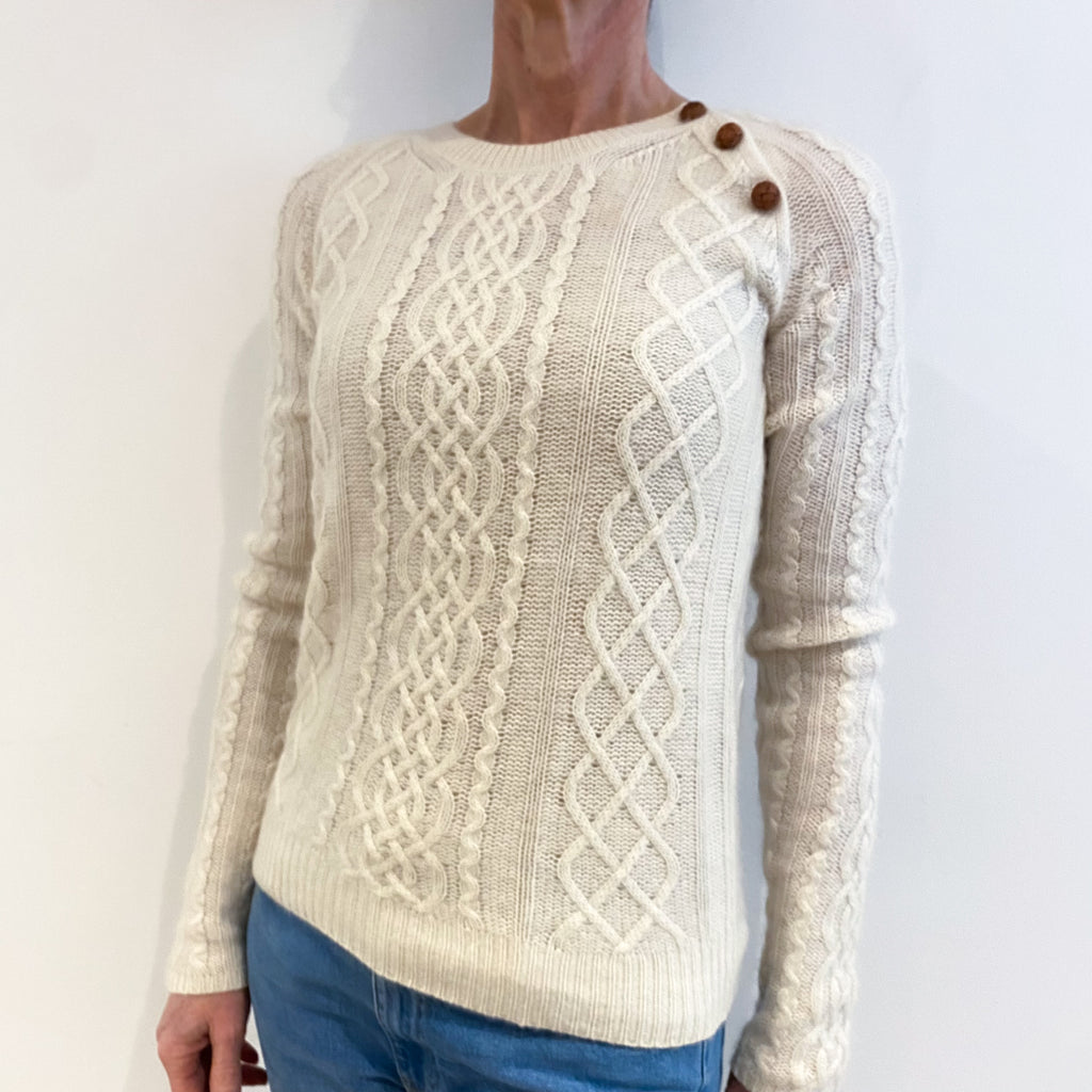 Theory Vanilla Cream Cashmere Crew Neck Jumper Small