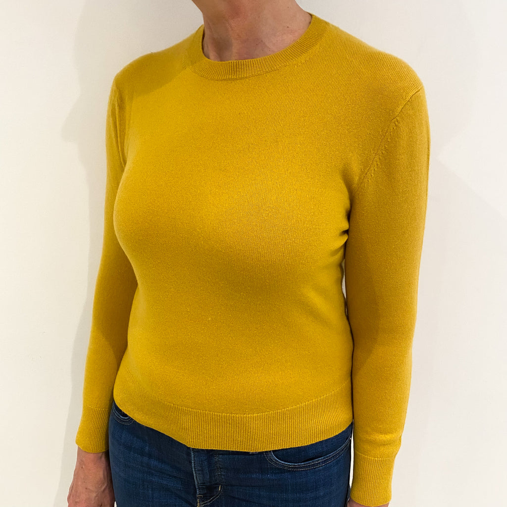 Mustard Yellow Cashmere Crew Neck Jumper Medium