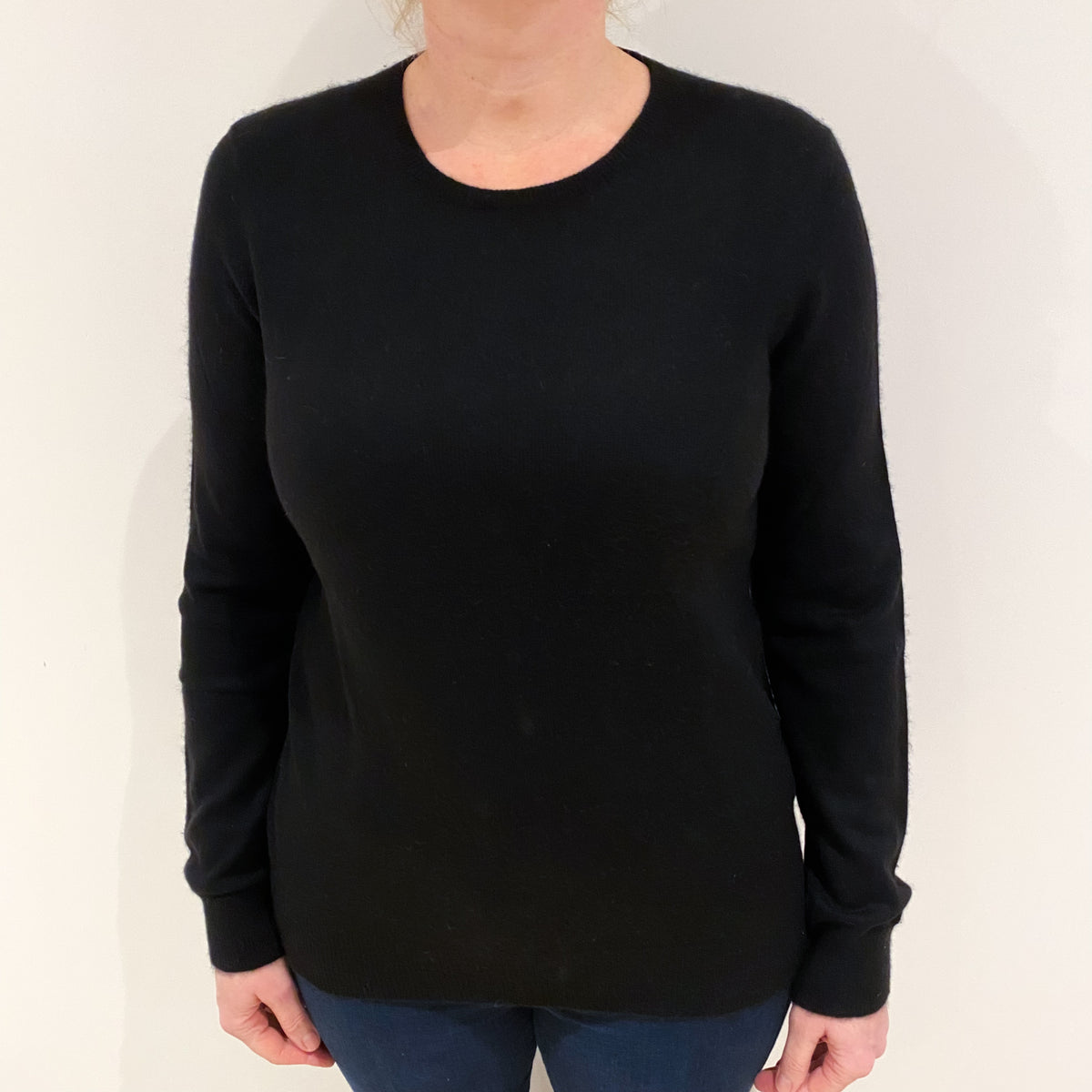 Black Cashmere Crew Neck Jumper Large
