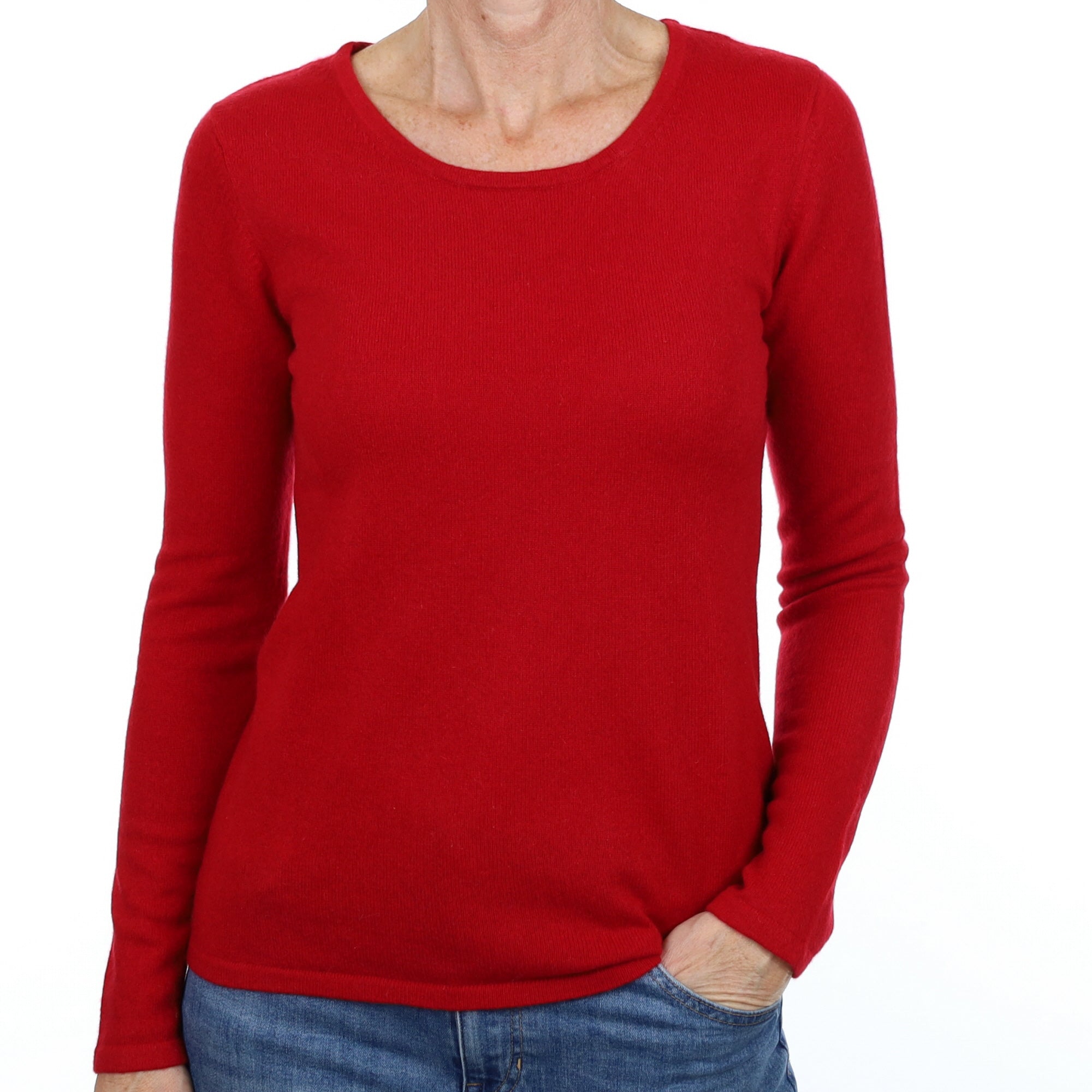 Post Box Red Cashmere Scoop Neck Jumper Small