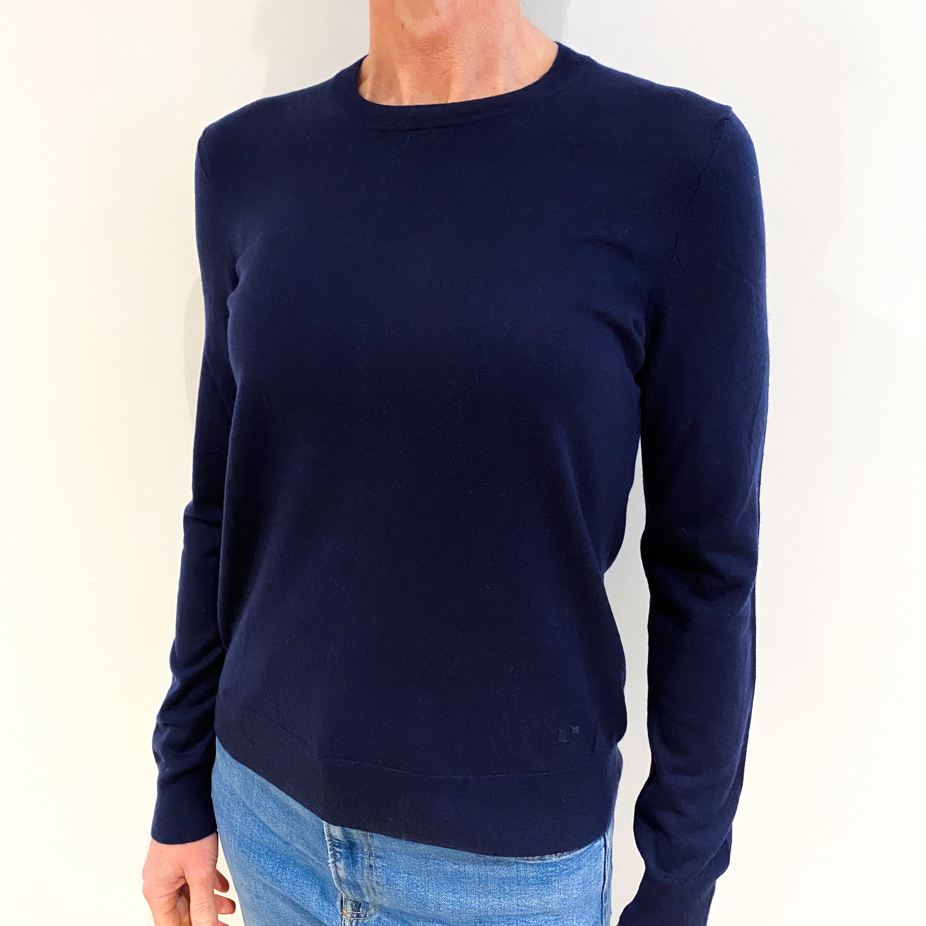 Tory Burch Navy Blue Cashmere Crew Neck Jumper Small