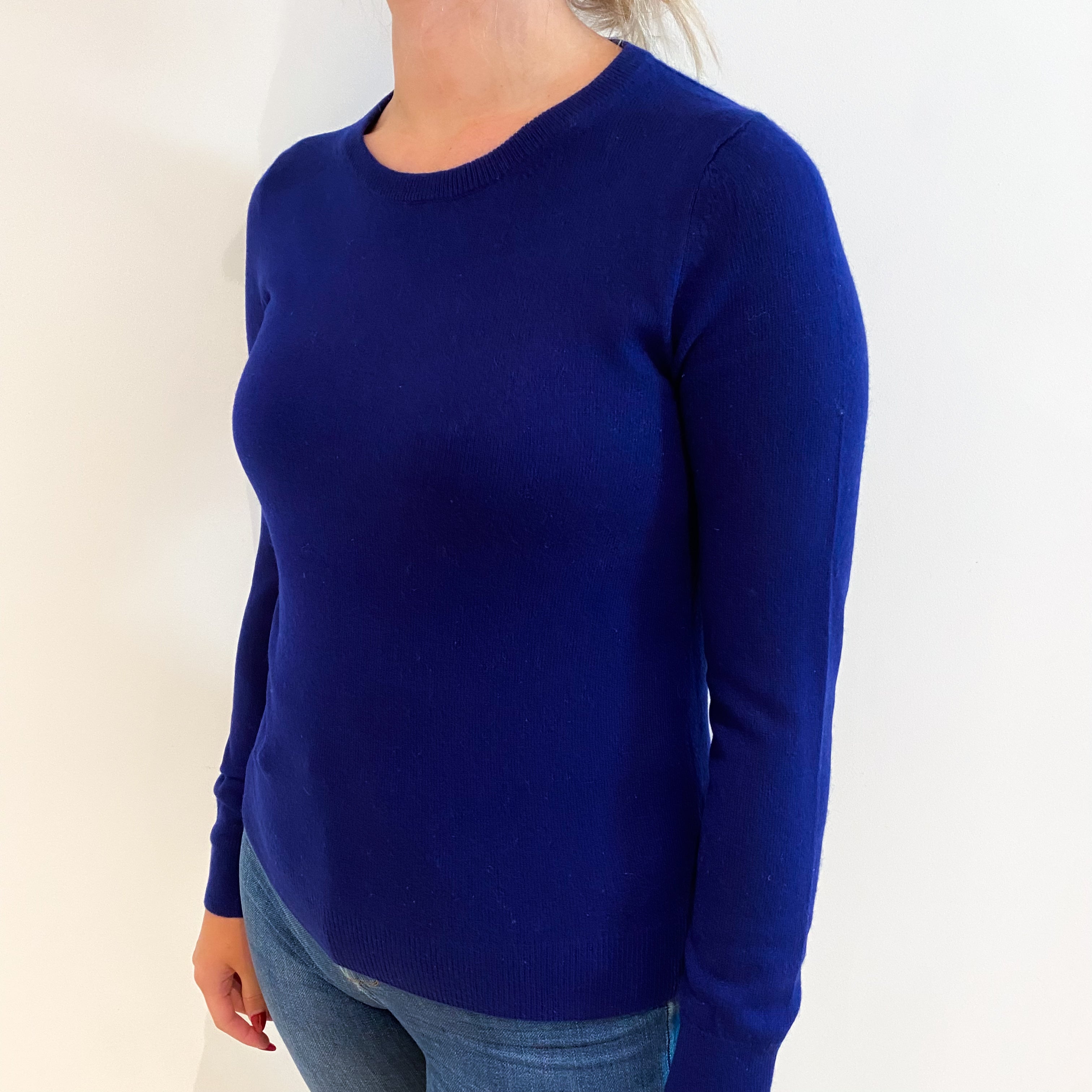 Deep Indigo Blue Cashmere Crew Neck Jumper Small