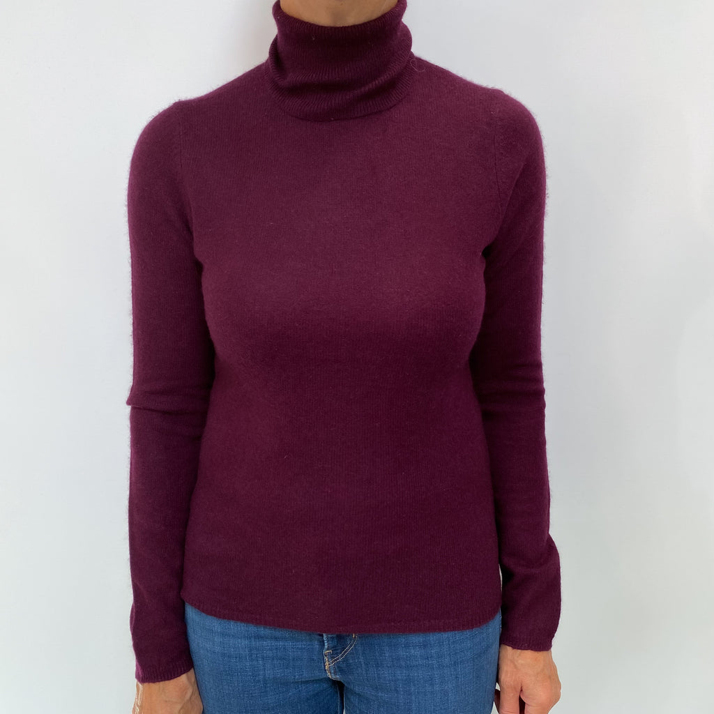 Mulberry Purple Cashmere Polo Neck Jumper Medium
