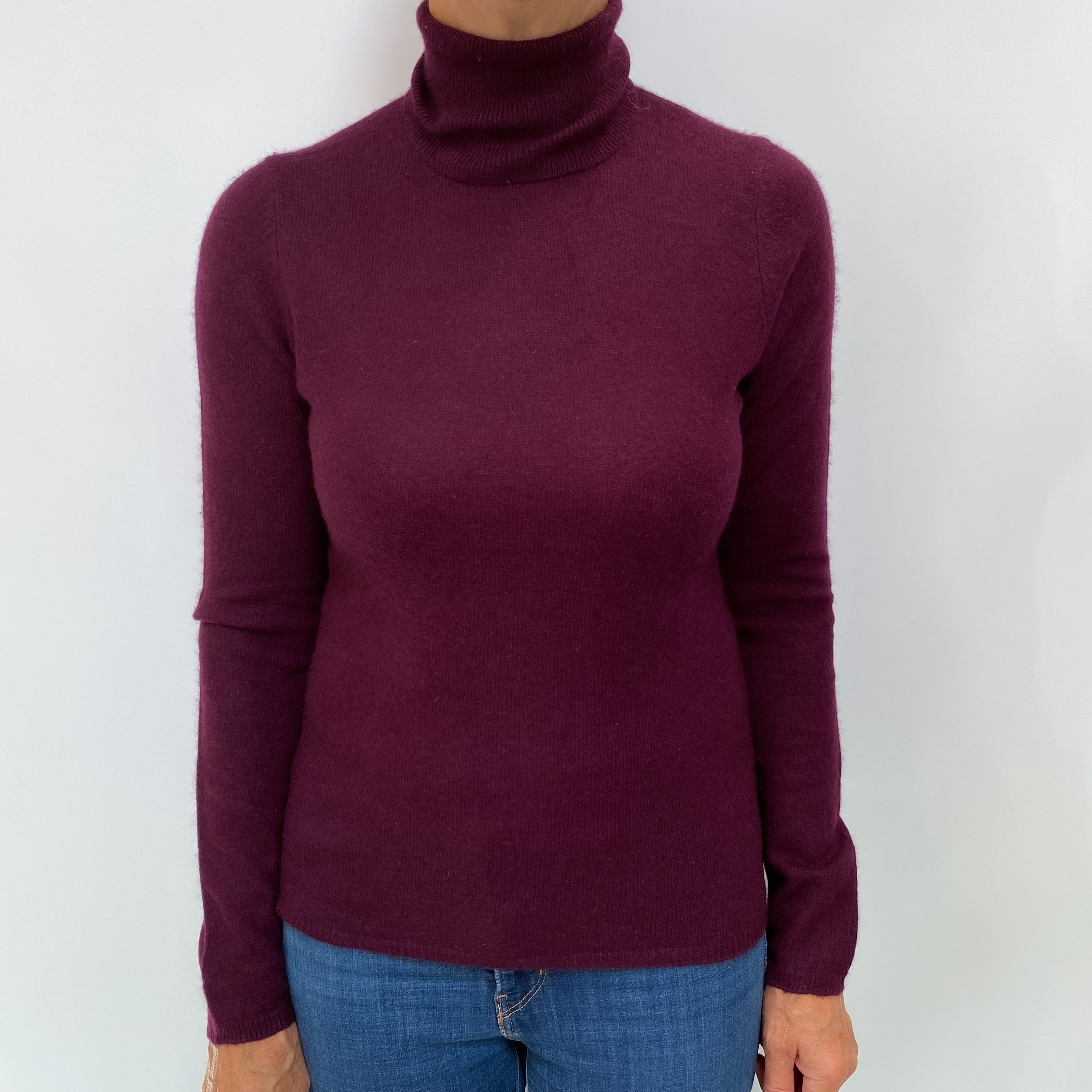 Mulberry Purple Cashmere Polo Neck Jumper Medium
