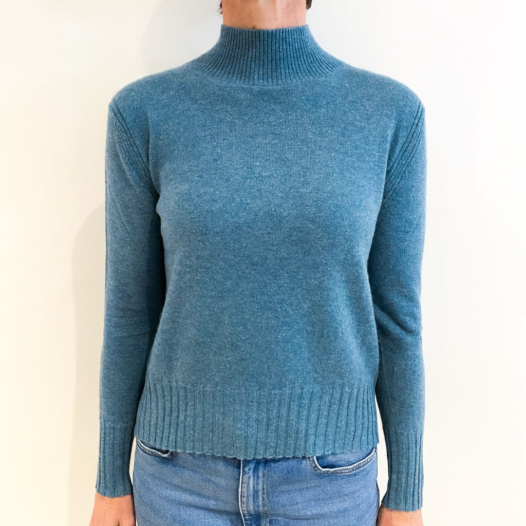 Sea Green Cashmere Turtle Neck Jumper Small
