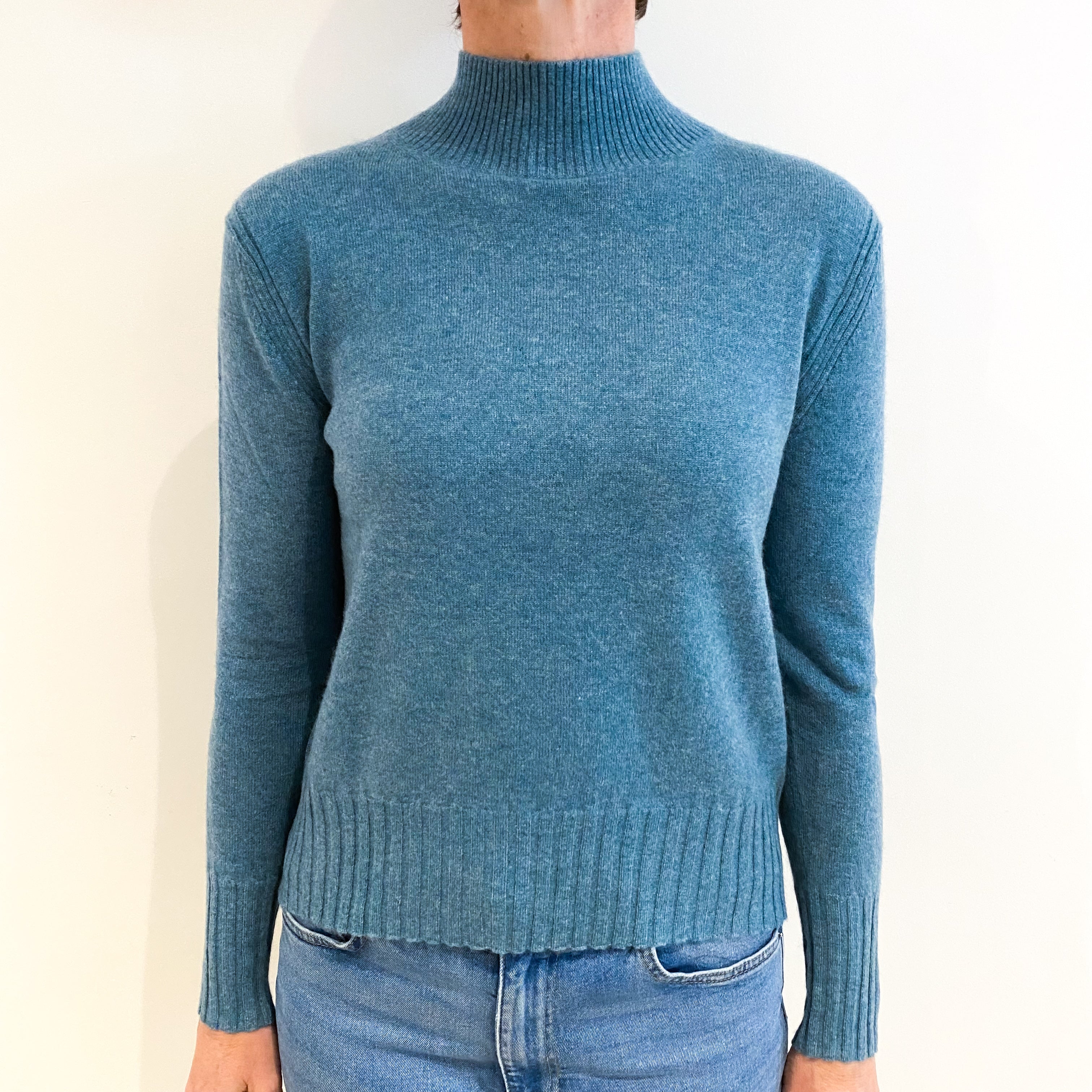 Sea Green Cashmere Turtle Neck Jumper Small