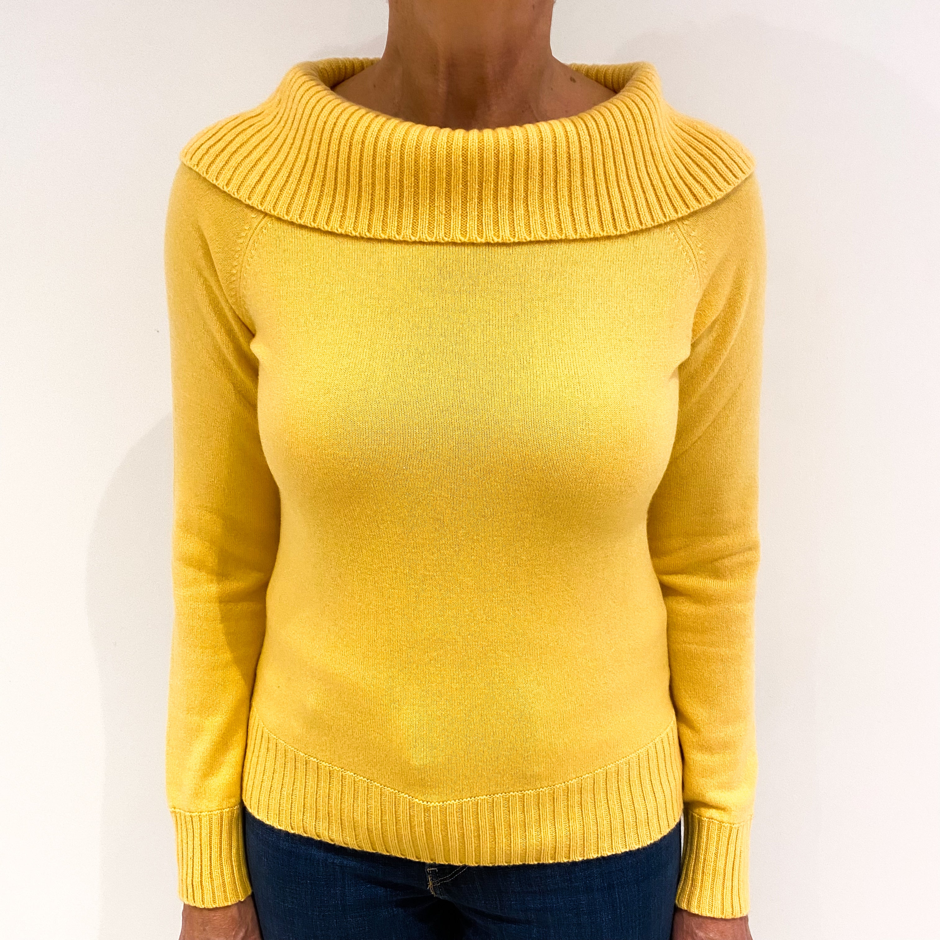 Pineapple Yellow Cashmere Cowl Neck Jumper Medium