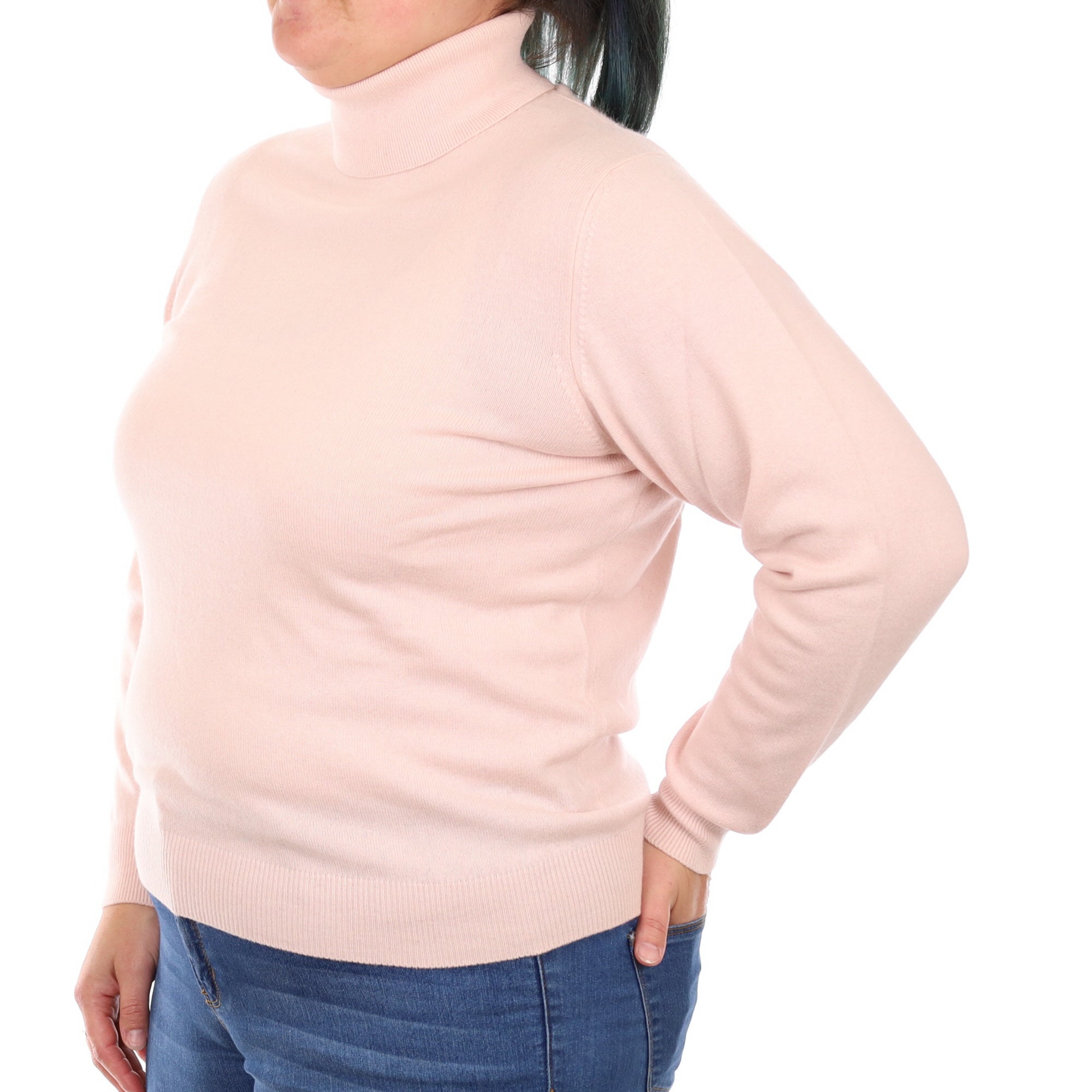 Coronation Pink Cashmere Polo Neck Jumper Large