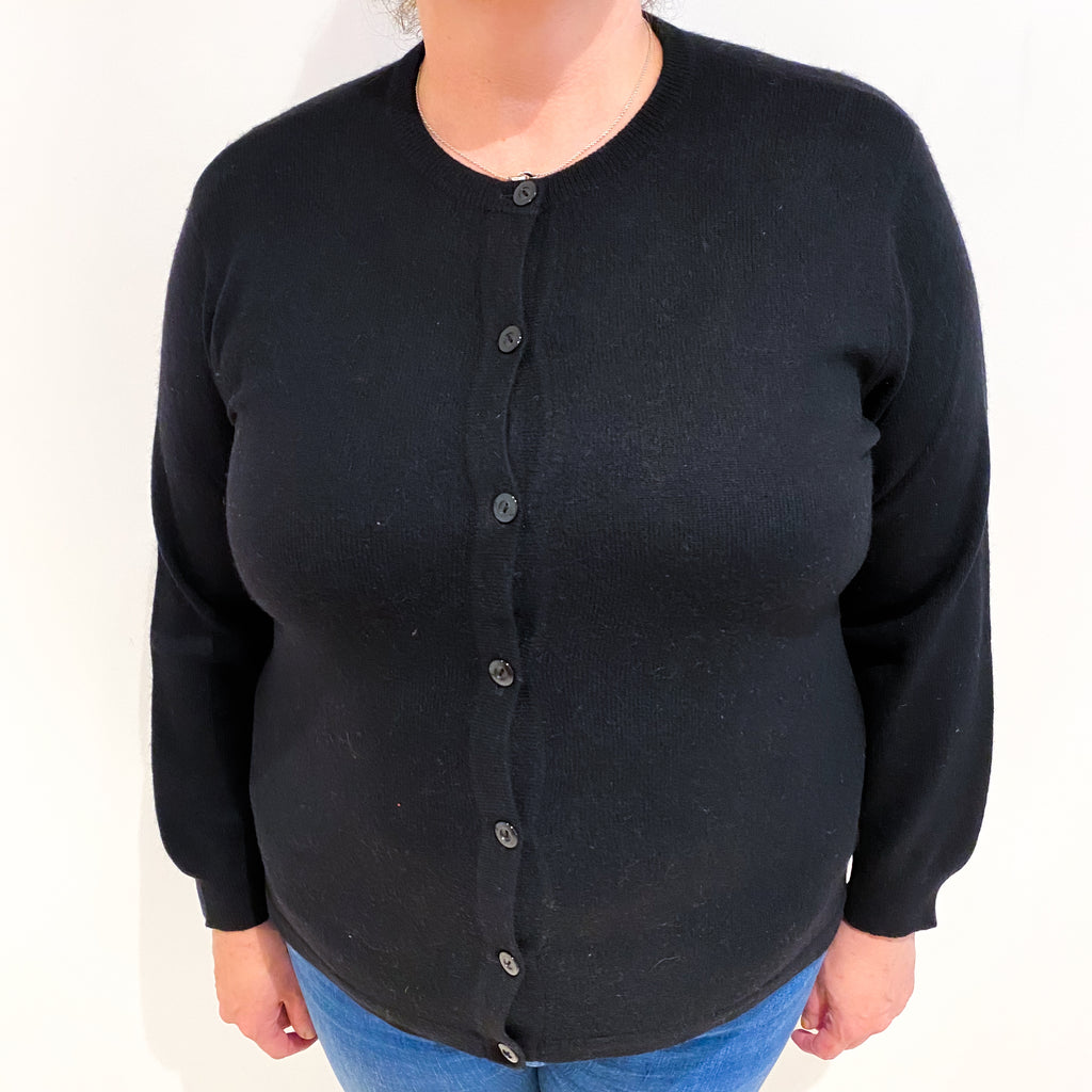 Black Cashmere Crew Neck Cardigan Extra Large