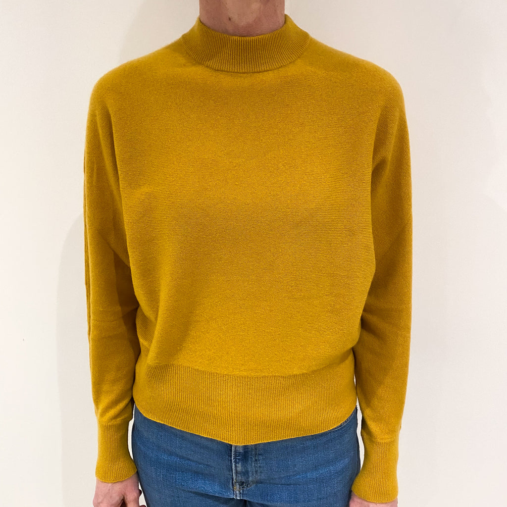 Mustard Yellow Cashmere Batwing Turtle Neck Jumper Small