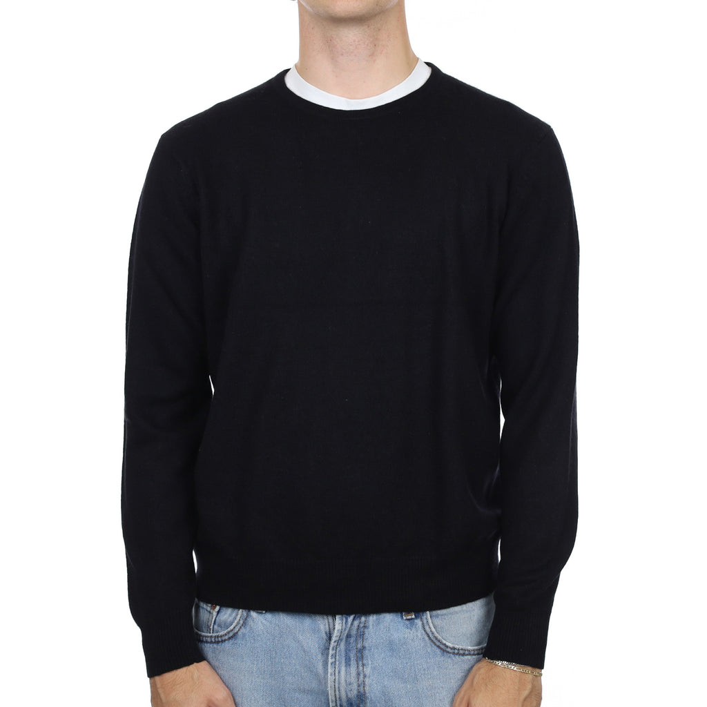 Men's Black Cashmere Crew Neck Jumper Large