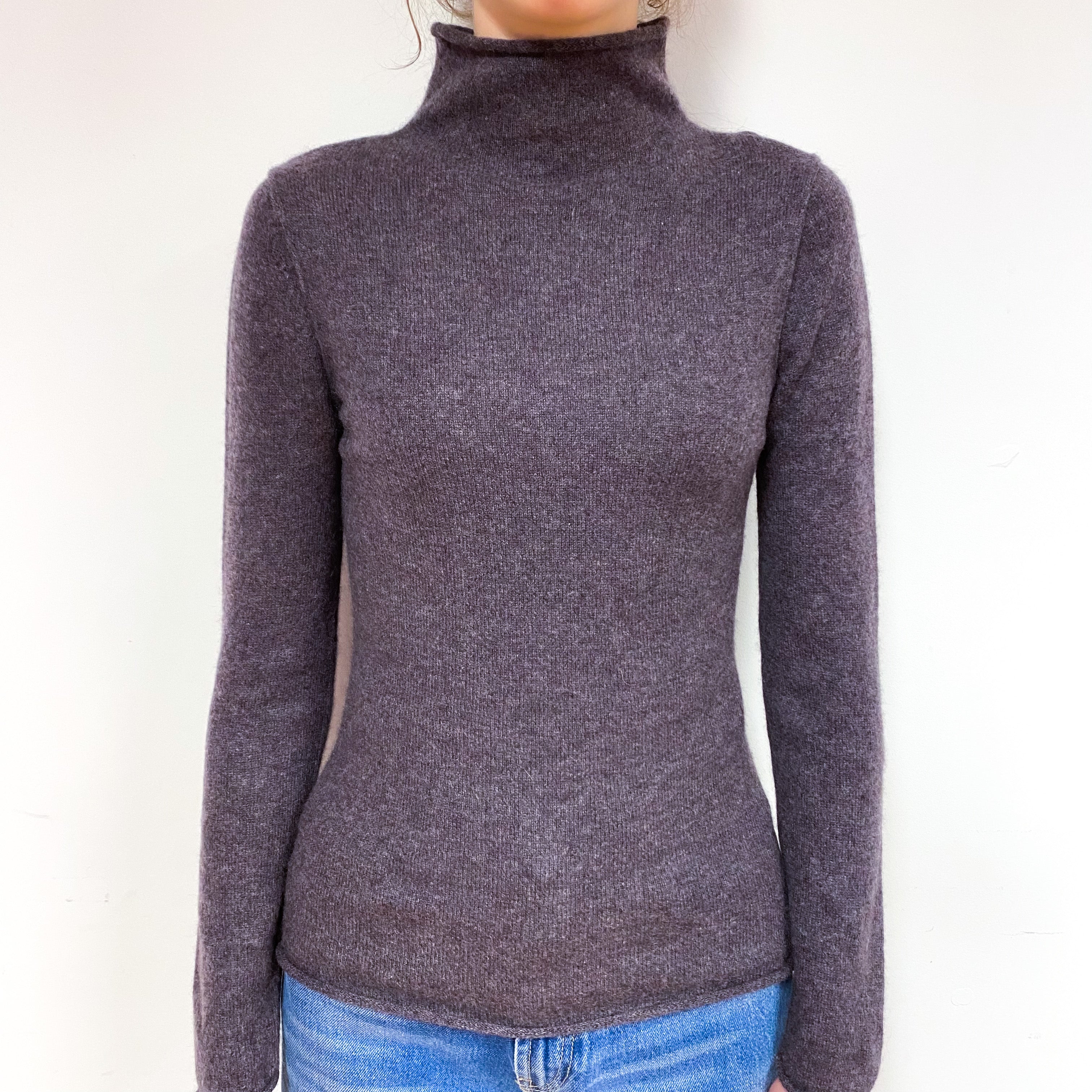 Slate Purple Cashmere Turtle Neck Jumper Extra Small