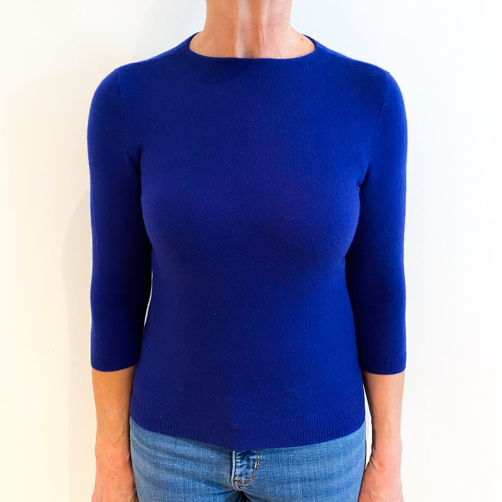 Colbalt Blue Cashmere Crew Neck Jumper Medium