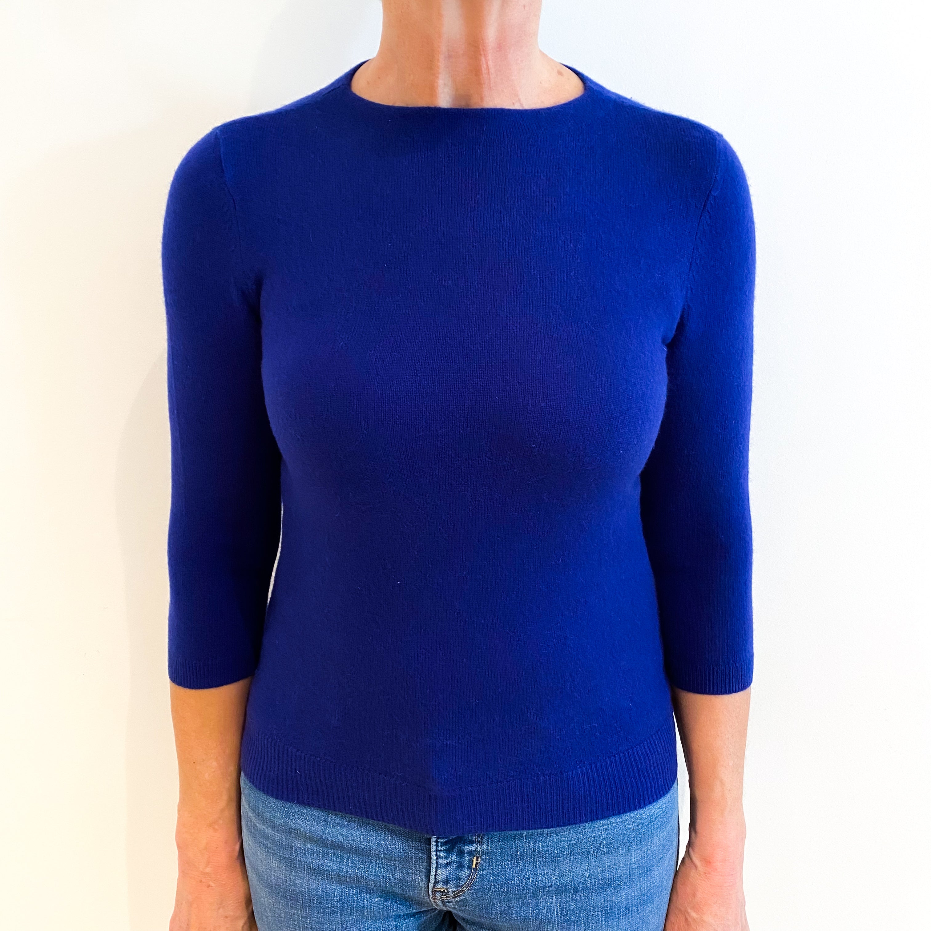 Colbalt Blue Cashmere Crew Neck Jumper Medium