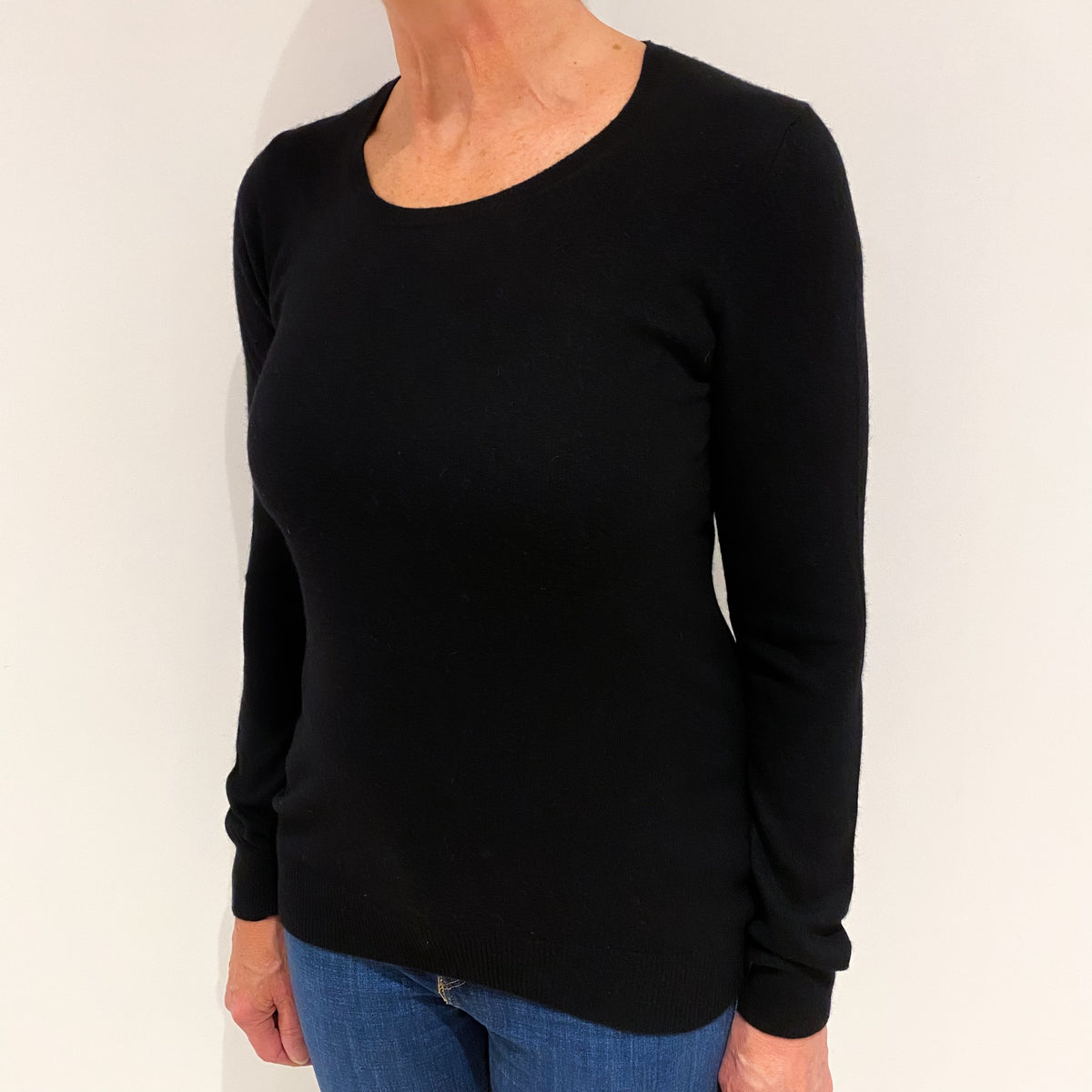 Black Cashmere Crew Neck Jumper Medium