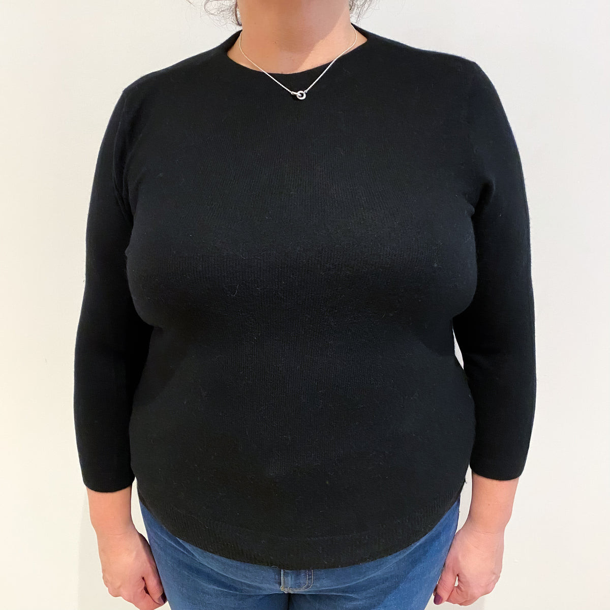 Black Cashmere Crew Neck Jumper Extra Large