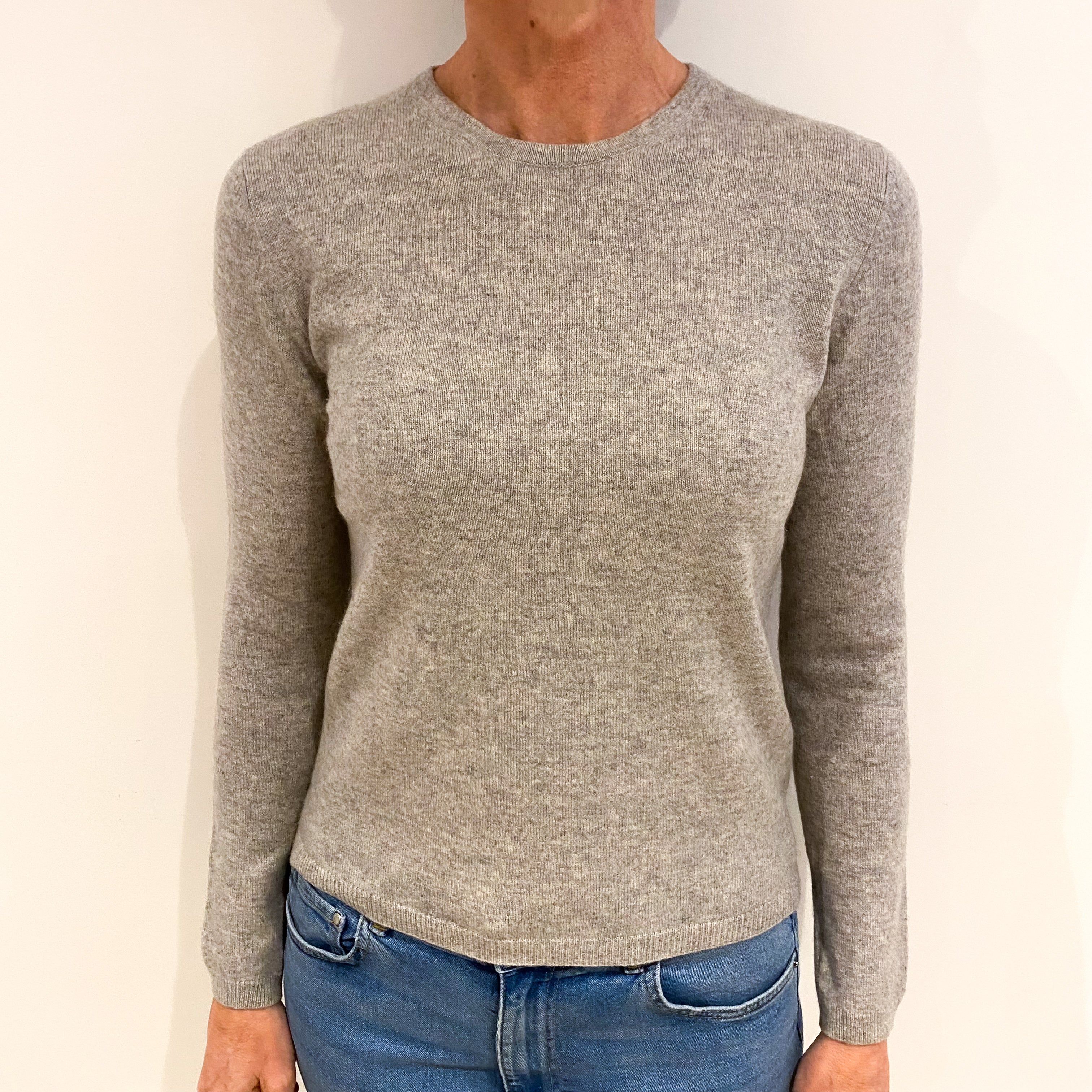Ash Grey Cashmere Crew Neck Jumper Small