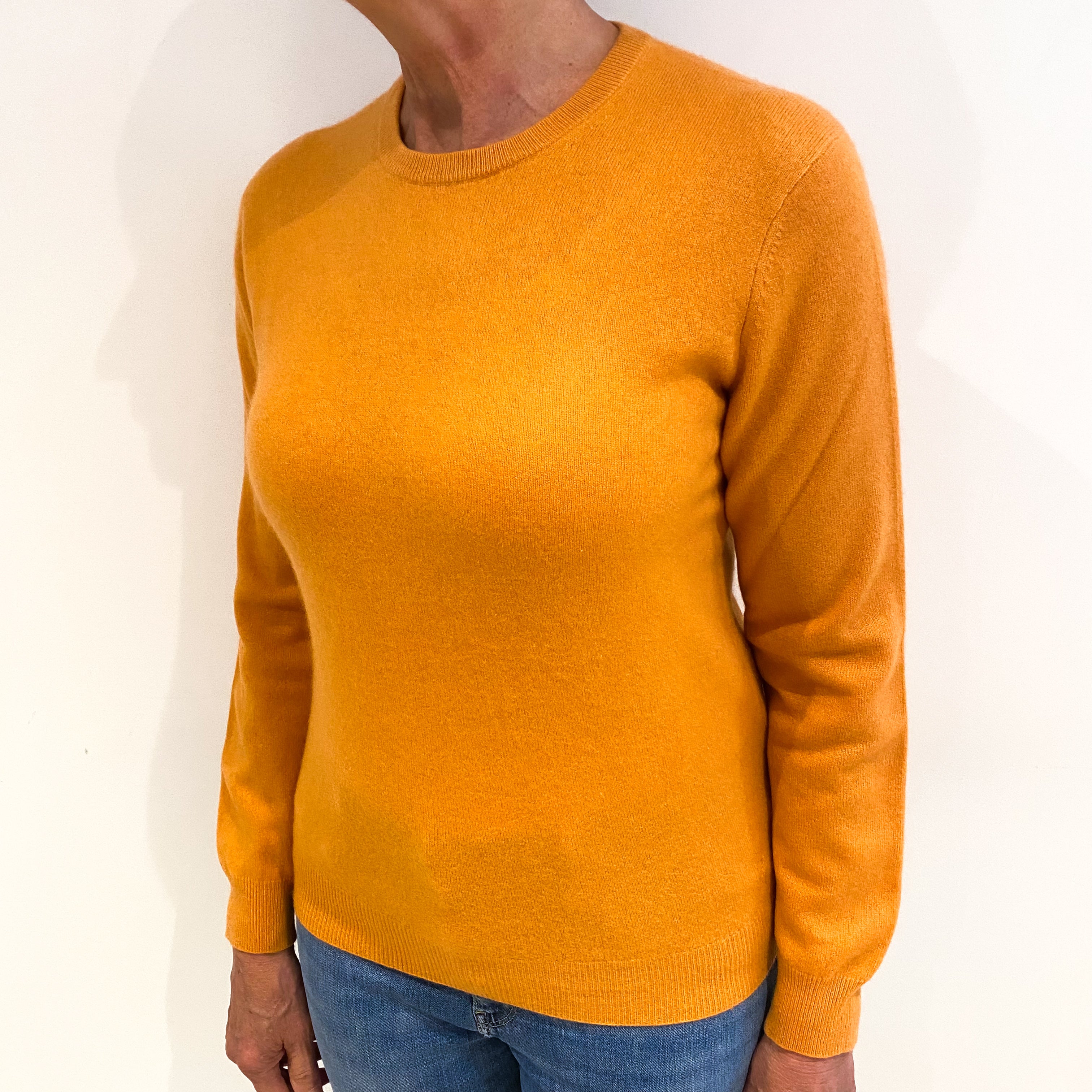 Tangerine Orange Cashmere Crew Neck Jumper Medium