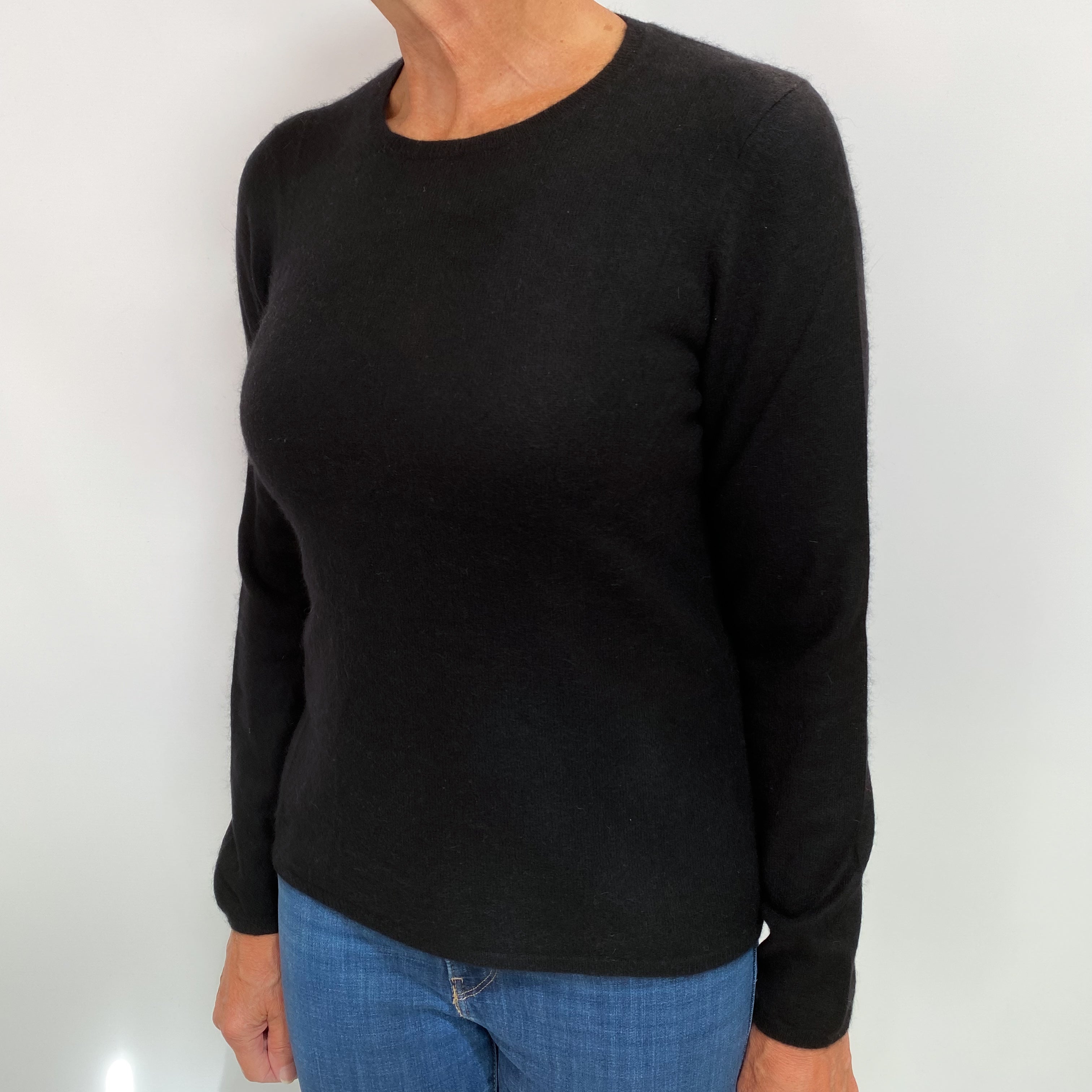 Black Cashmere Crew Neck Jumper Medium