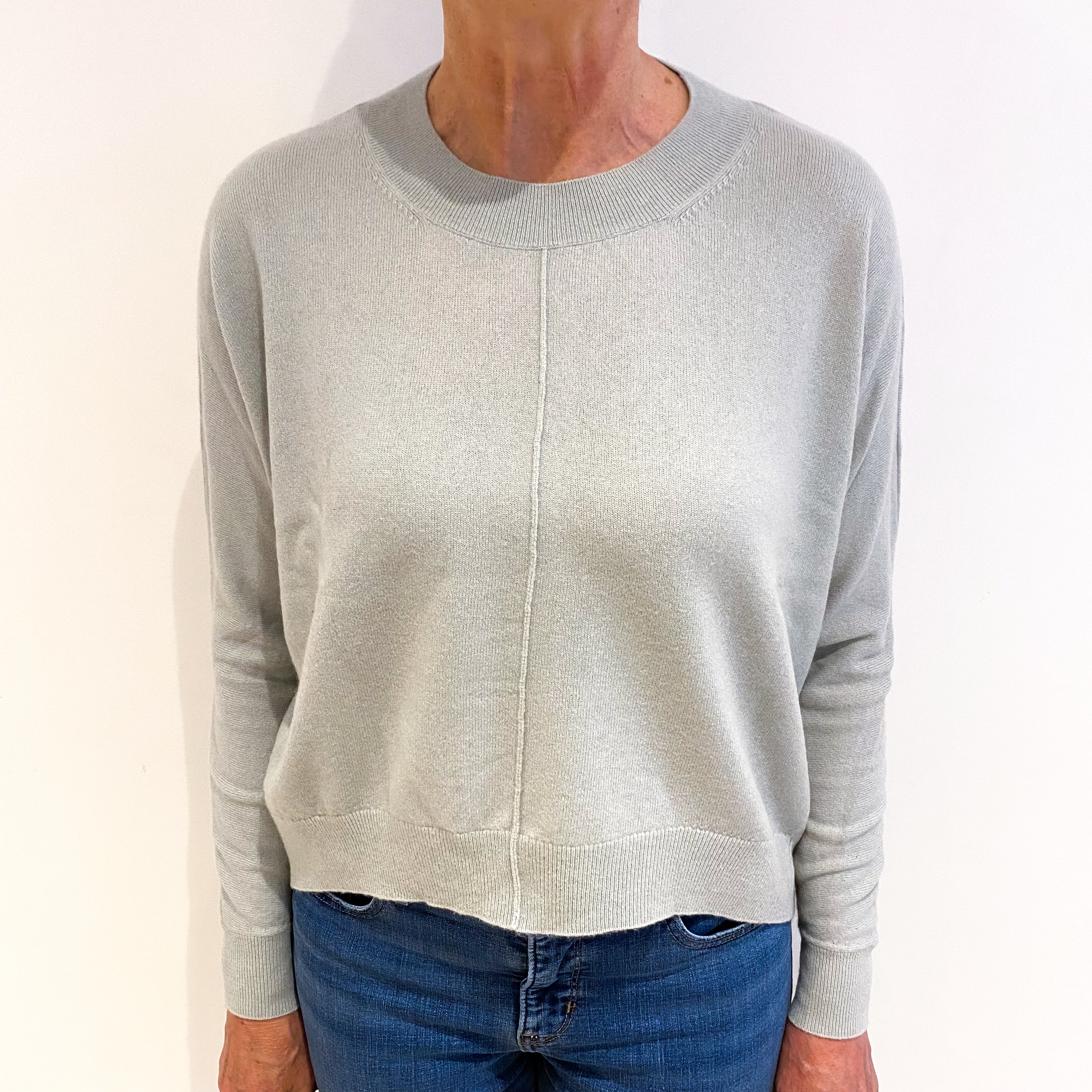 COS Pale Dusky Green Cashmere Crew Neck Jumper Medium