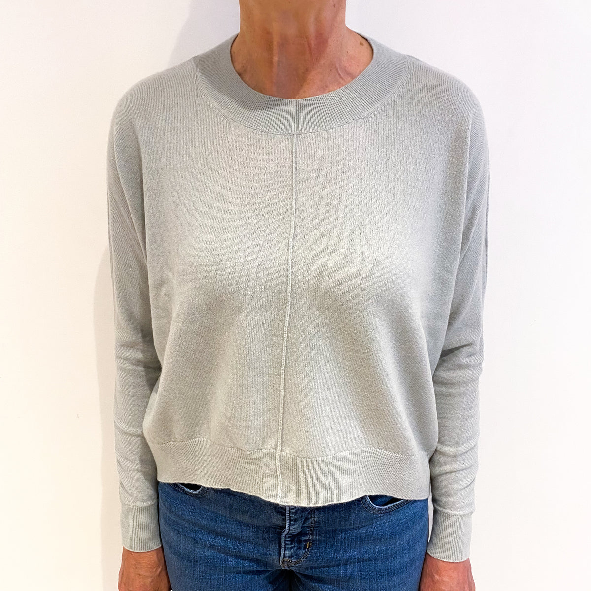 COS Pale Dusky Green Cashmere Crew Neck Jumper Medium